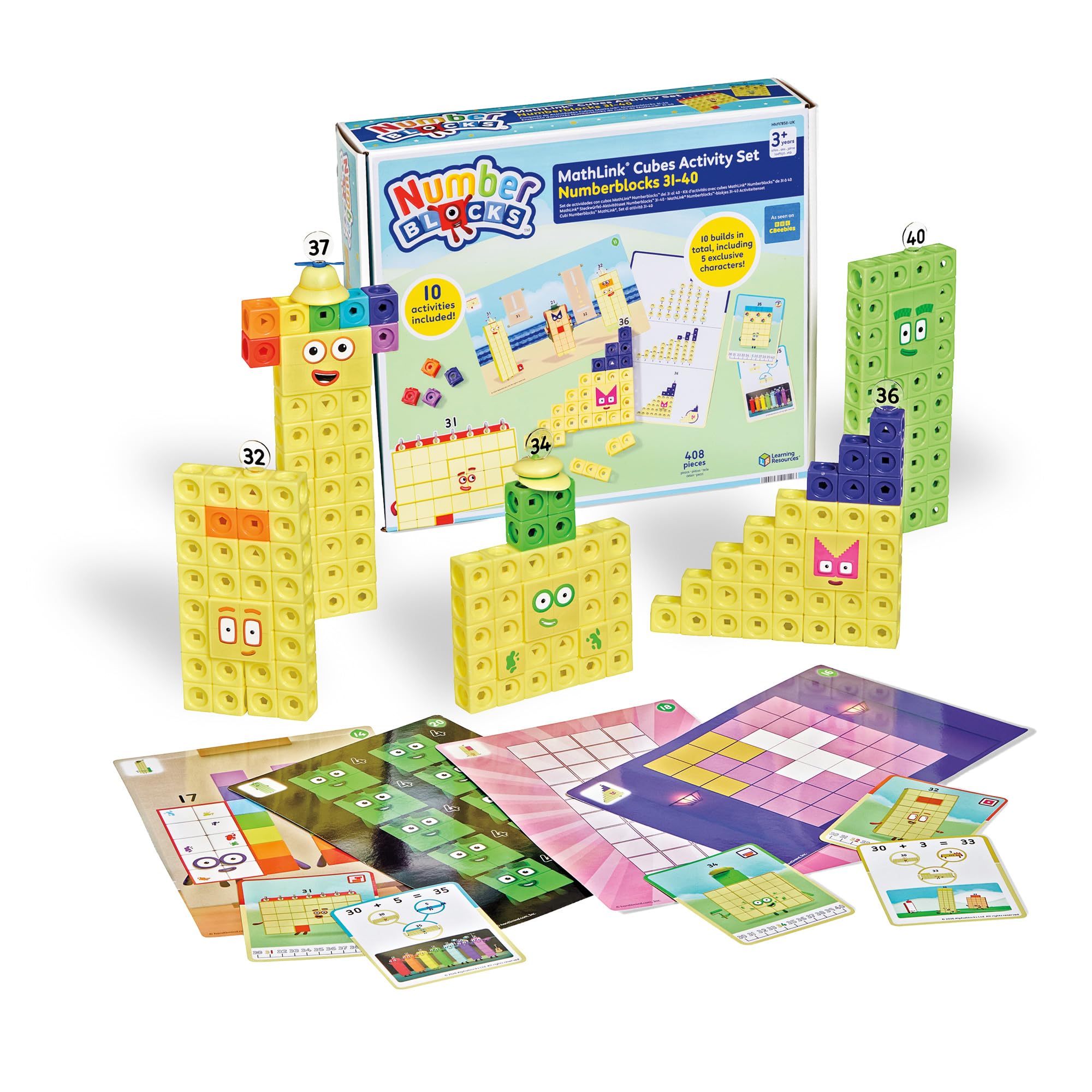 Learning Resources Numberblocks Mathlink Cubes 31-40 Aktivitätsset, ab 3 | MINT Lernspiel mit Mathlink Würfel Offizielles Lernspielzeug, Zahlen lernen und Rechnen üben für Vorschule und Grundschule