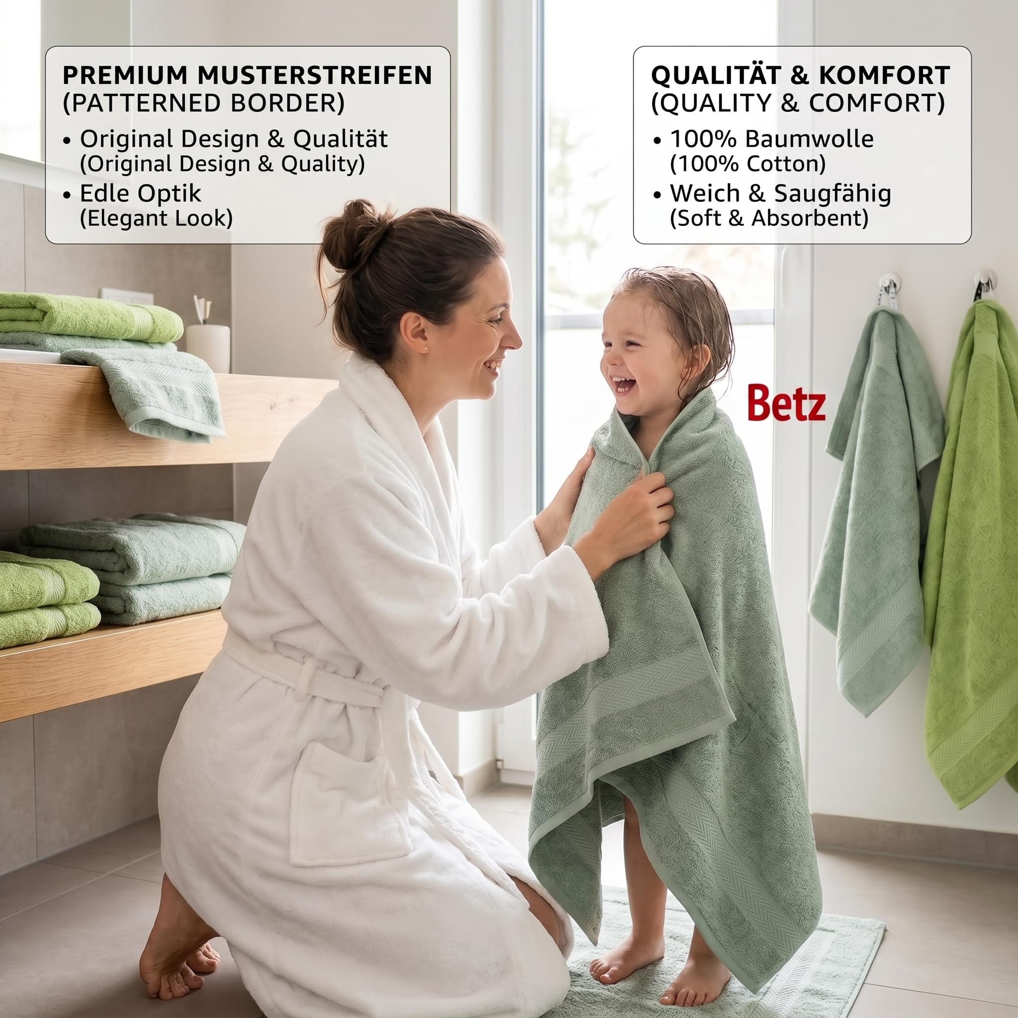 Betz 12-częściowy zestaw ręczników premium 100% bawełna 2 ręczniki kąpielowe 4 ręczniki do rąk 2 ręczniki dla gości 2 ręczniki do rąk 2 rękawice do mycia kolor dzisiejszy zielony/awokadogram