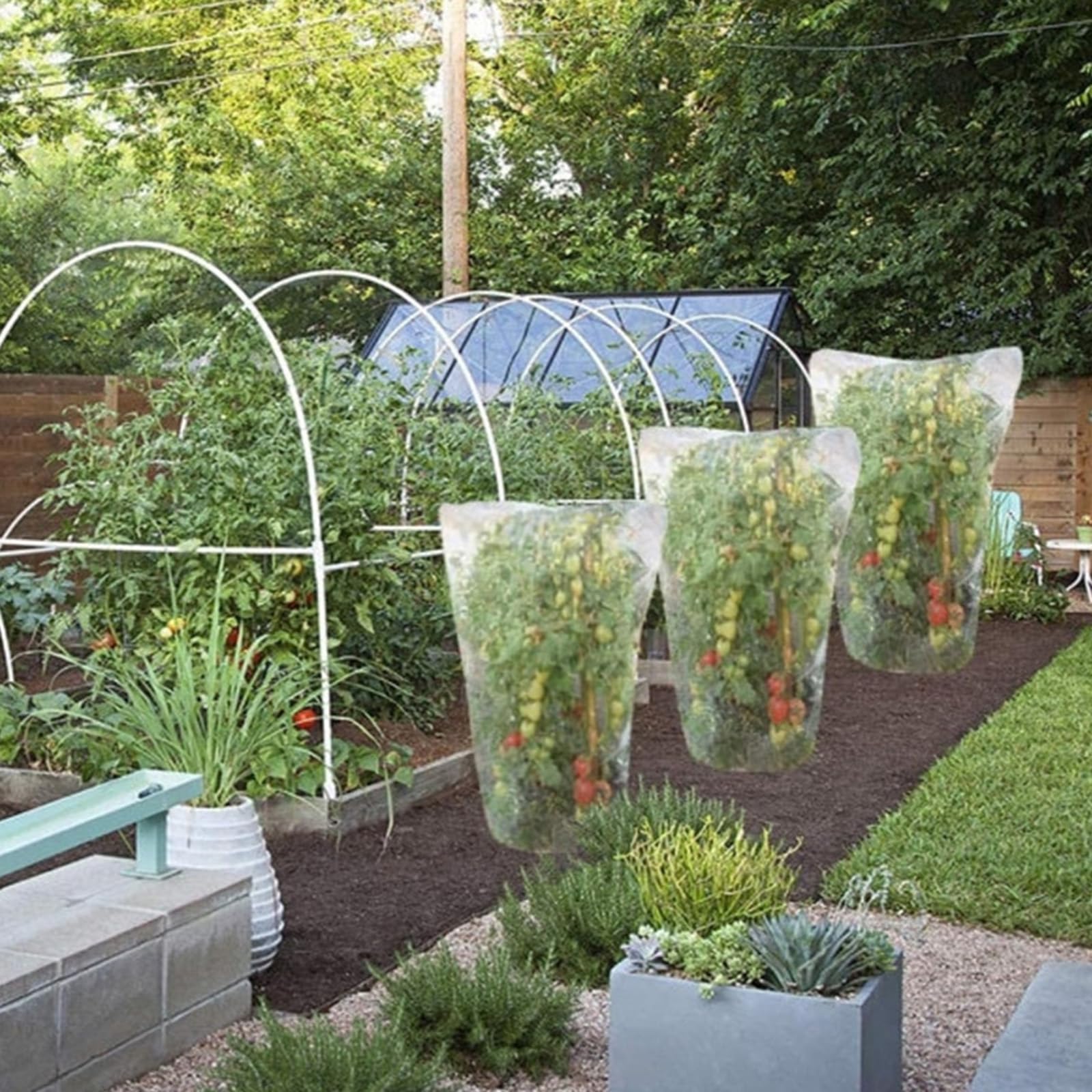 Paquete de 10 redes de barrera para árboles frutales grandes para invernaderos, protección de plantas y control de gusanos agrícolas, barrera de balcón al aire libre