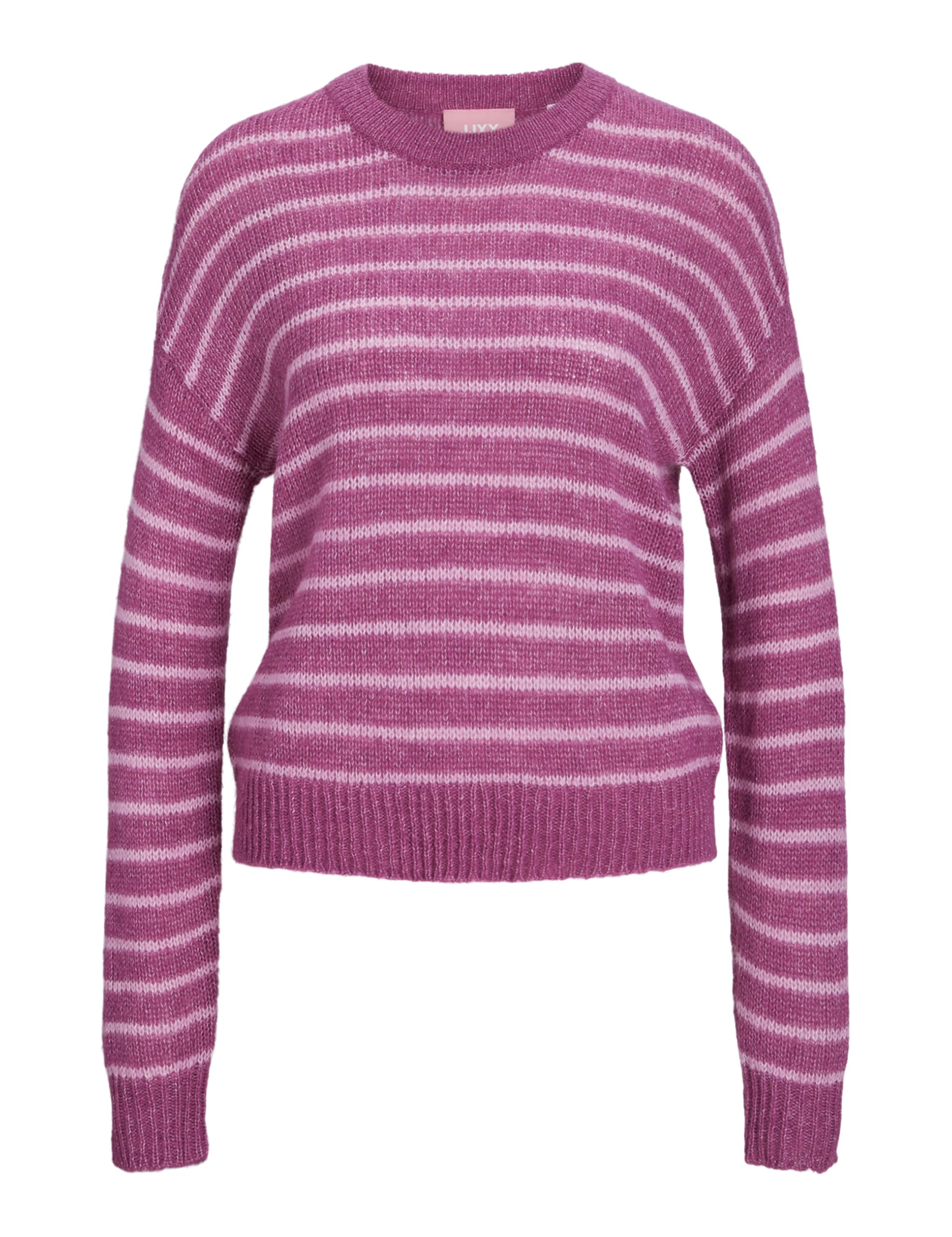 JJXX Women's Jxpenelope Crew Neck Knit Sn Jumper, Fuchsia Red/Stripes:/Moonlite Mauve, L