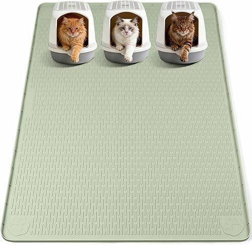 Miniatura 28 de Alfombrilla para Arena de Gatos, Extra Grande de 40" x 28" Alfombrilla de Silicona Alfombrilla Atrapa Arena para Control de Dispersión, Suave en las