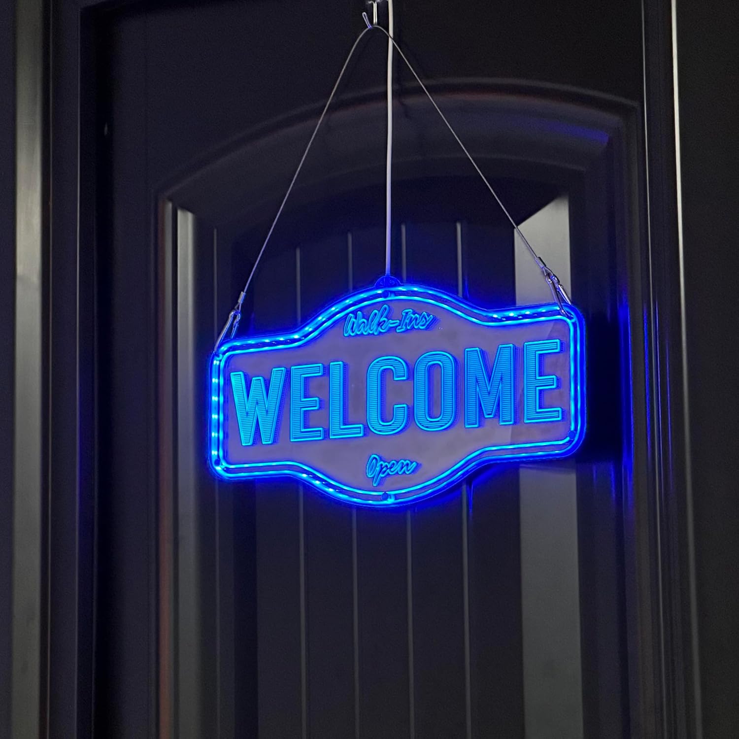 ADVPRO Walk Ins Welcome OPEN RGB Glam Plus LED Sign - Elegant Mirror Backing - Smart 3D Shop Decoration - Multicolor Signage st06s42-fnd-j0002-d