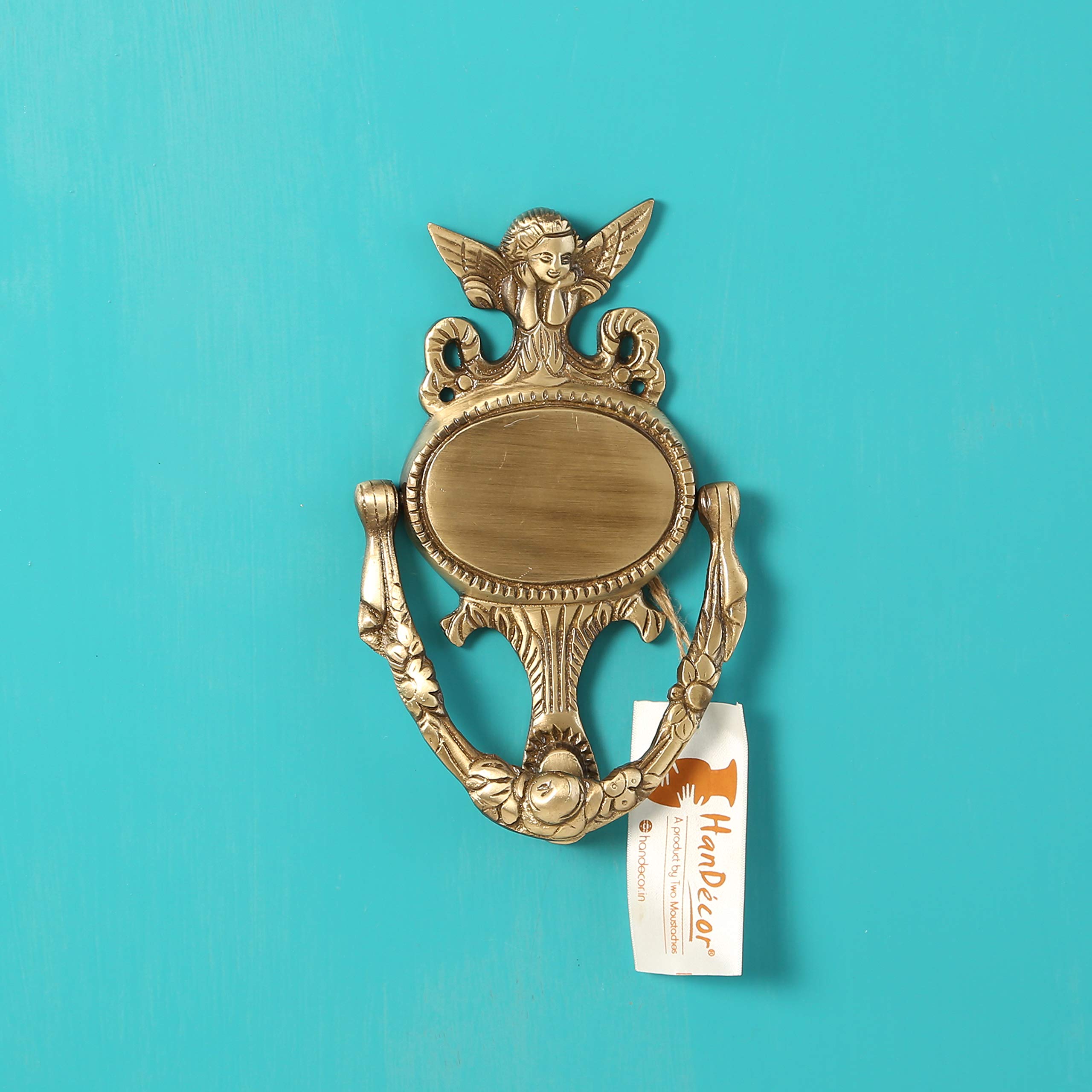 Two Moustaches Brass Guardian Angel Door Knocker 3