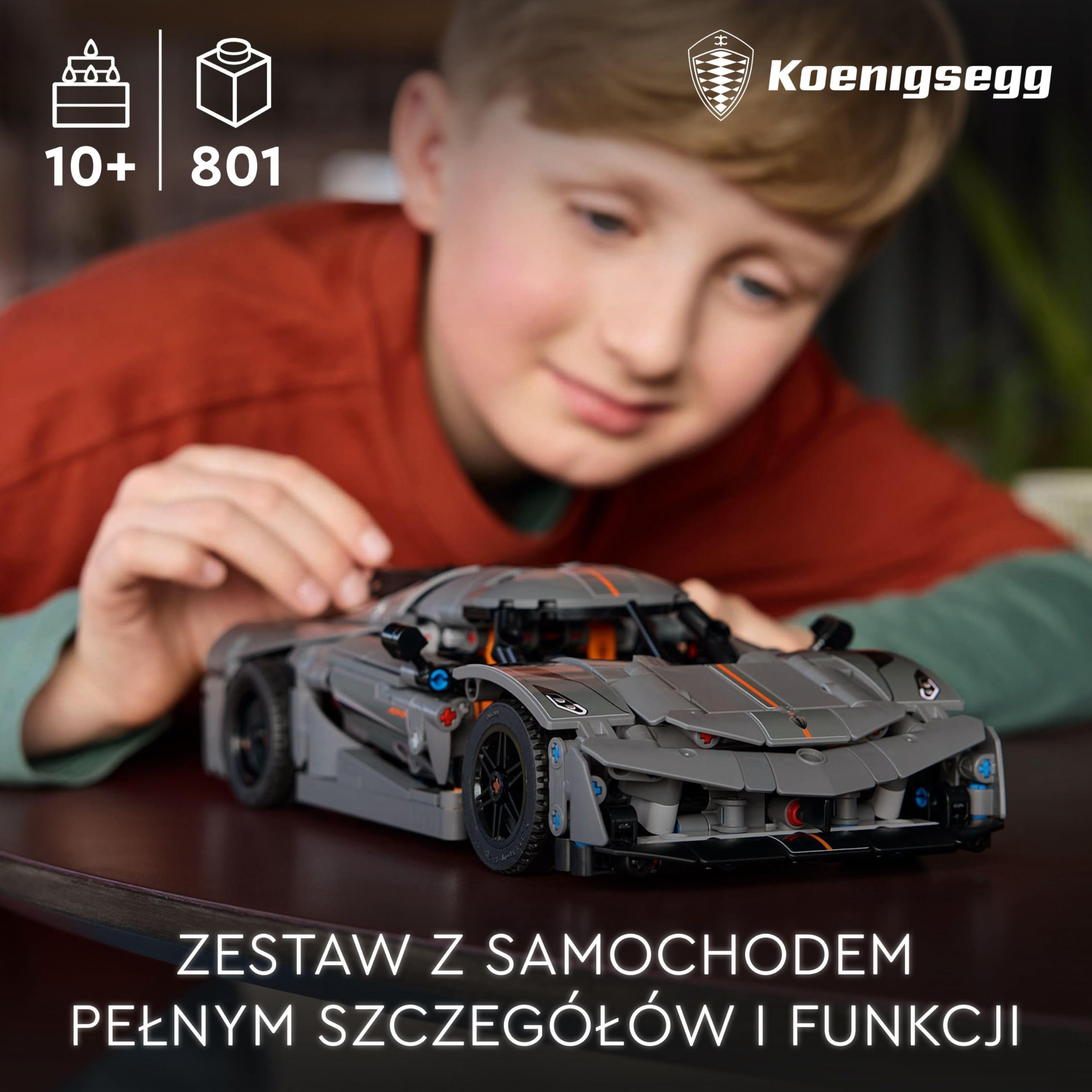 LEGO Technic Szary hipersamochód Koenigsegg Jesko Absolut 42173 | Model samochodu, klocki konstrukcyjne Technic dla dzieci, prezent dla fana motoryzacji 10+, 801 elementów