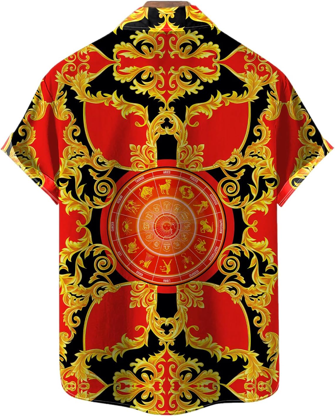 Funny Gold Floral Shirt Fashion Hip Hop Graphic Short Sleeved Button Shirt