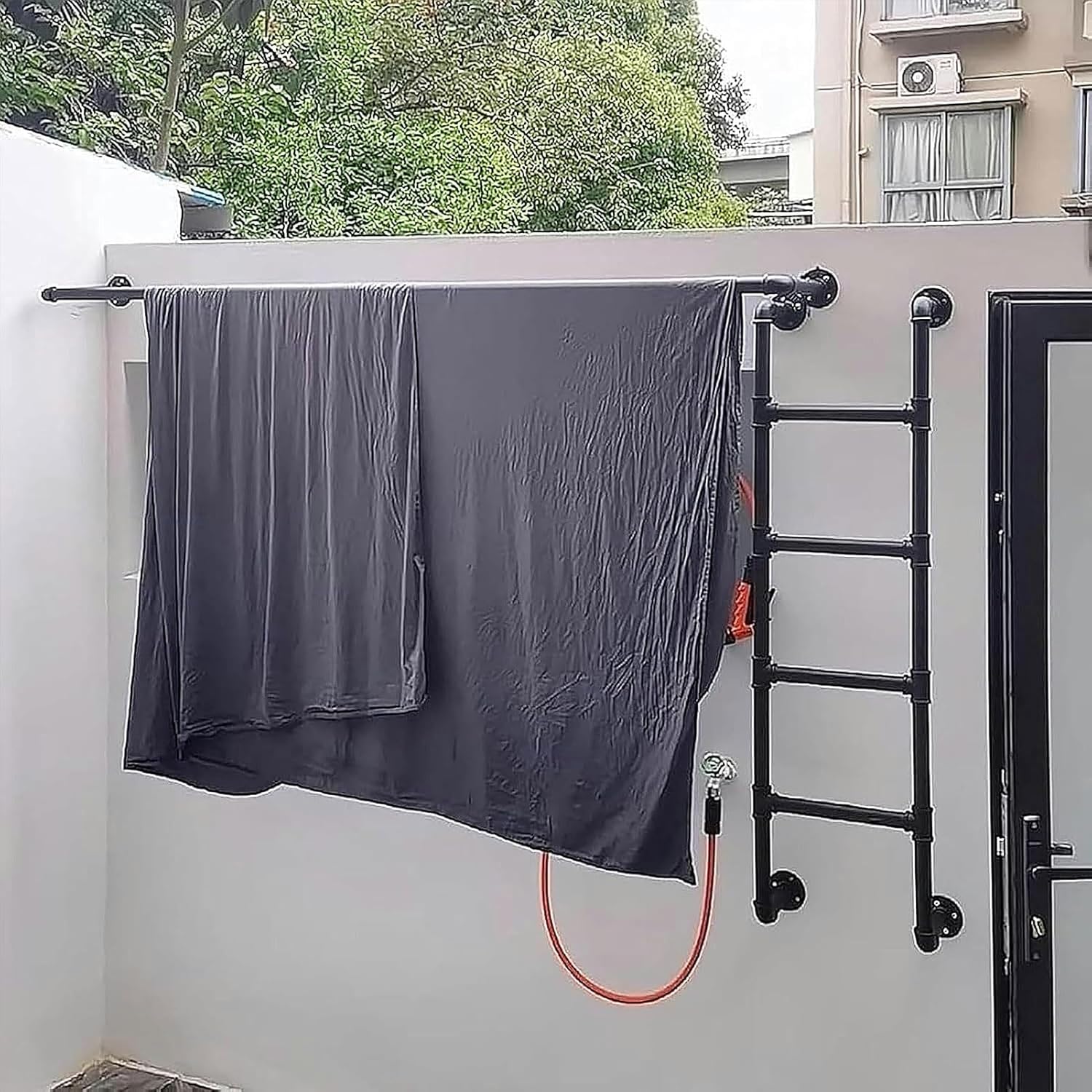 Wall Mounted Metal Step Ladder, Basement Window Well Egress Ladder Universal Climbing Ladders for Attic,Dorm,Library,Roof,Balcony,Deck,RV, Attic Bunk Bed Ladder(100cm/39in)