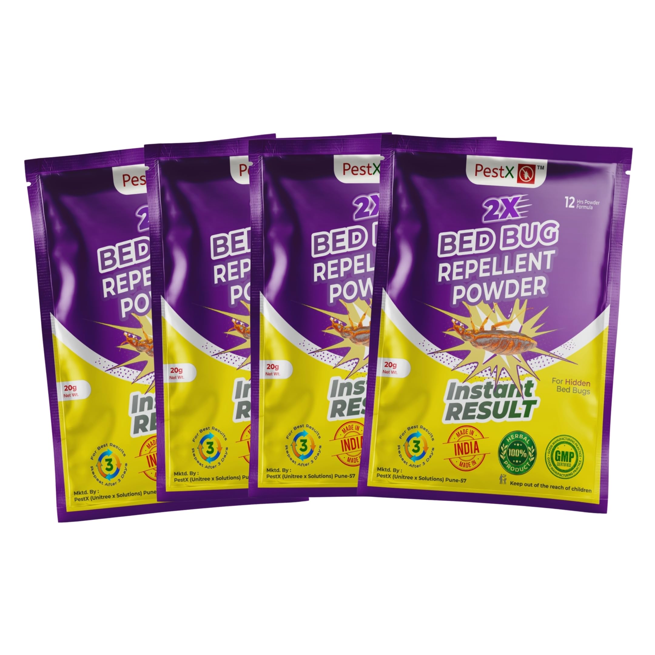 Bed Bug Repellent Powder 20g | Odor-Free & Chemical-Free Protection | Easy Apply Mattress-Safe Formula | No Stains, No Residue, 12 Hours Active Control (3 BHK Pack)-image-15