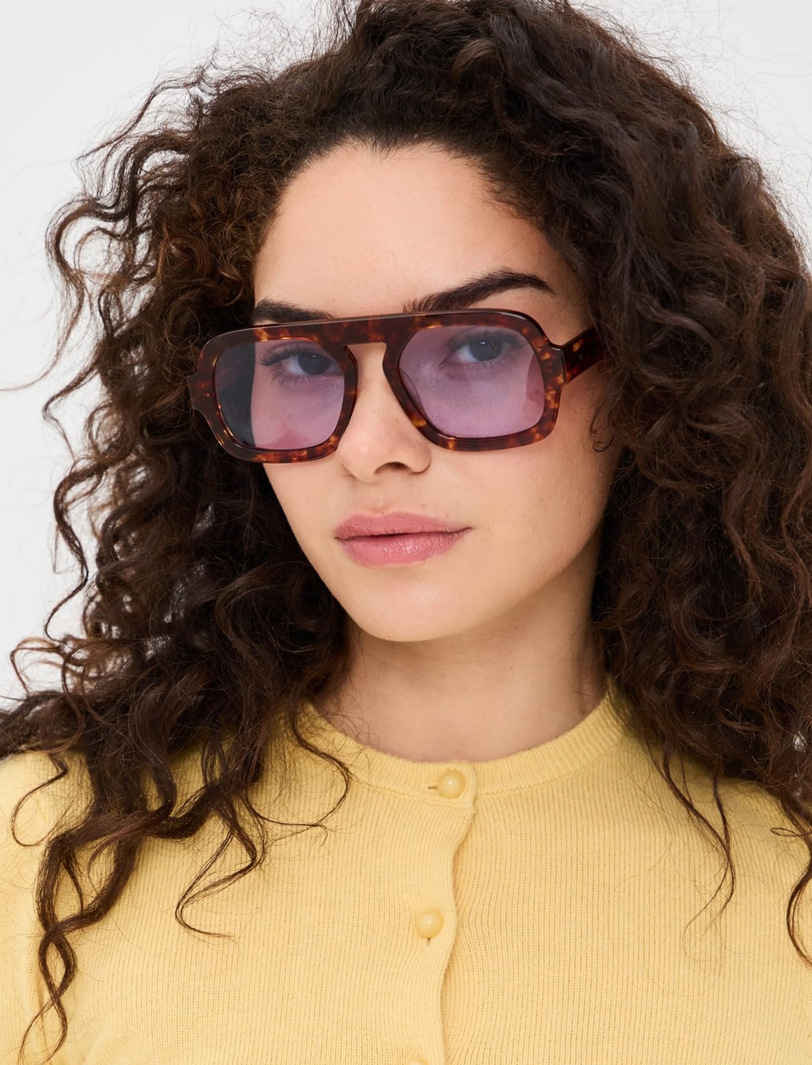 Quadratische Piloten-Sonnenbrille im Retro-Stil für Damen und Herren, 70er-Jahre-Stil, trendig, flache Oberseite, UV-Schutz