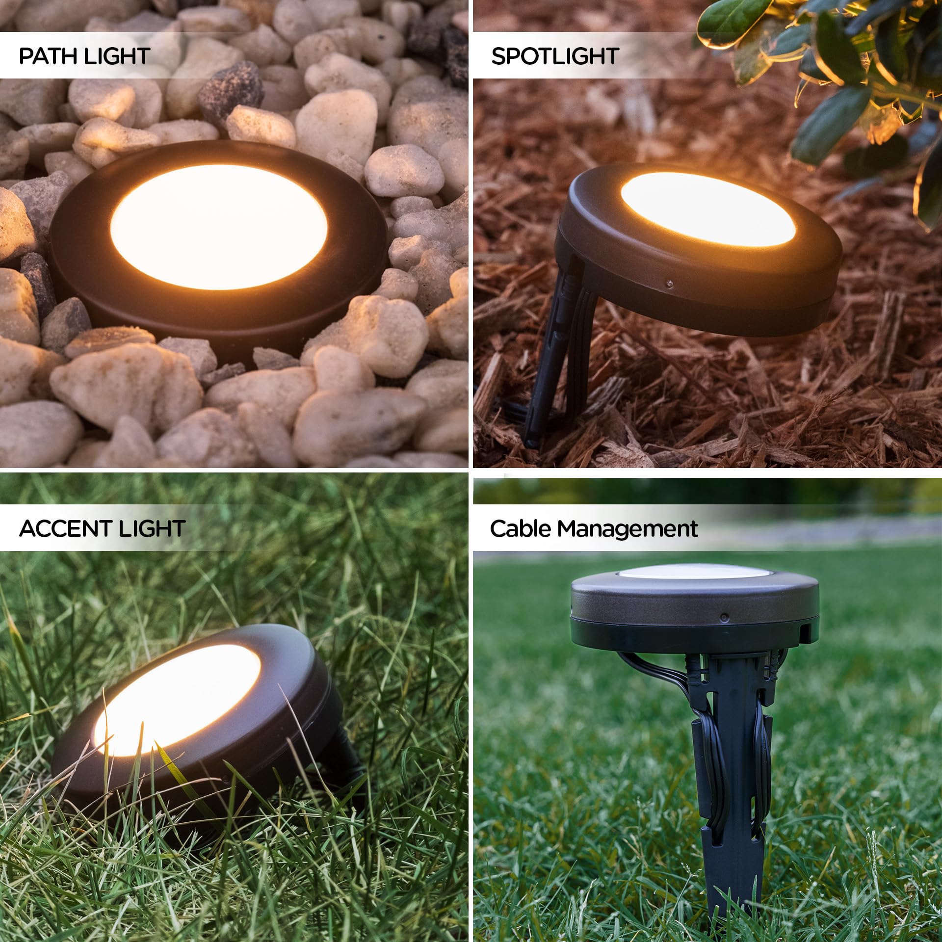 Enbrighten 56067-S1 LED-Erdlichter, 6 Weglichter, 10 m, Farbwechsel, Fernbedienung, Straßenbeleuchtung, Landschaftsbeleuchtung für Terrasse, Garten