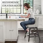 Cozyman 26 Tabourets à barres de pouce Ensemble de 2, Tabourets de comptoir pivotants gris clair avec le dos, Tabouret de bar rembourrés en tissu de lin, Pieds en bois massif avec repose-pieds, tabouret moderne pour l'île de la cuisine, Pub