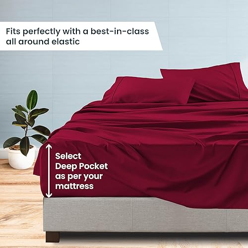 Miniatura 5 de Superior Hotel Luxury - Juego de sábanas de 4 piezas de 1500 hilos de algodón egipcio pesado auténtico, se adapta a colchones de 15 a 18 pulgadas