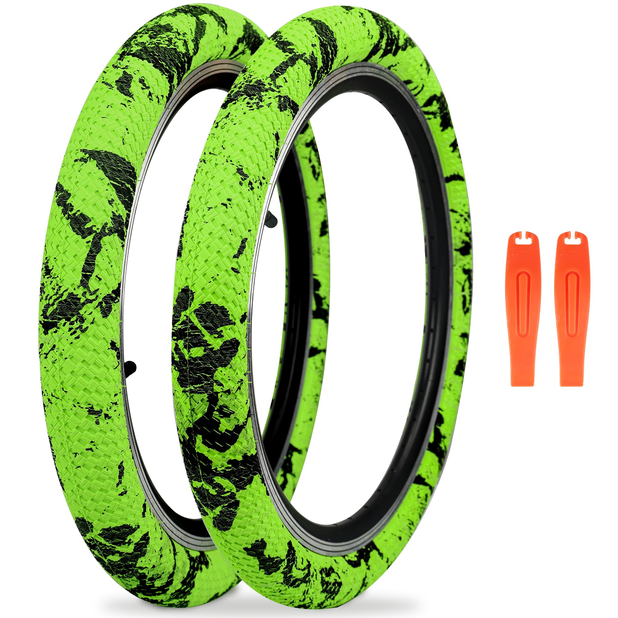 WEEROCK Bike Tire 20 Inch Tire 1 Pack 20 x 2.1(56-406) Folding Bead Replacement Tyre with 20 In Inner Tubes for 20" Bicycles, MTB, Mountain Bike, BMX (Camo Yellow, 20x 2.1-2 Tires (no tube)) โ image 1