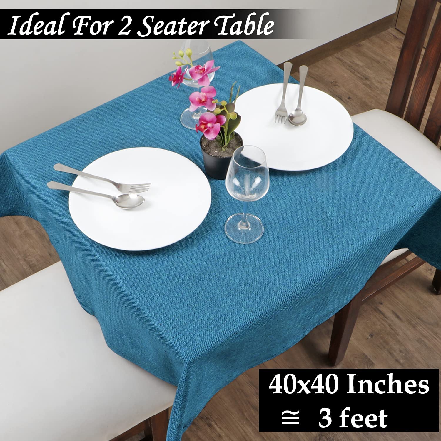 Washable Heat Resistant Dining Table Place Cover for Kitchen Table Wedding Party (Aqua, 40 X 40 INCHES Centre Table)