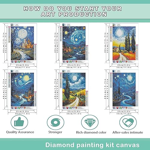 Miniatura 2 de Leatrice 6 Pack Landscape Diamond Painting Kits for Adults DIY Full Drill Diamond Dots Paintings Picture Arts Craft for Home Wall Art Decor