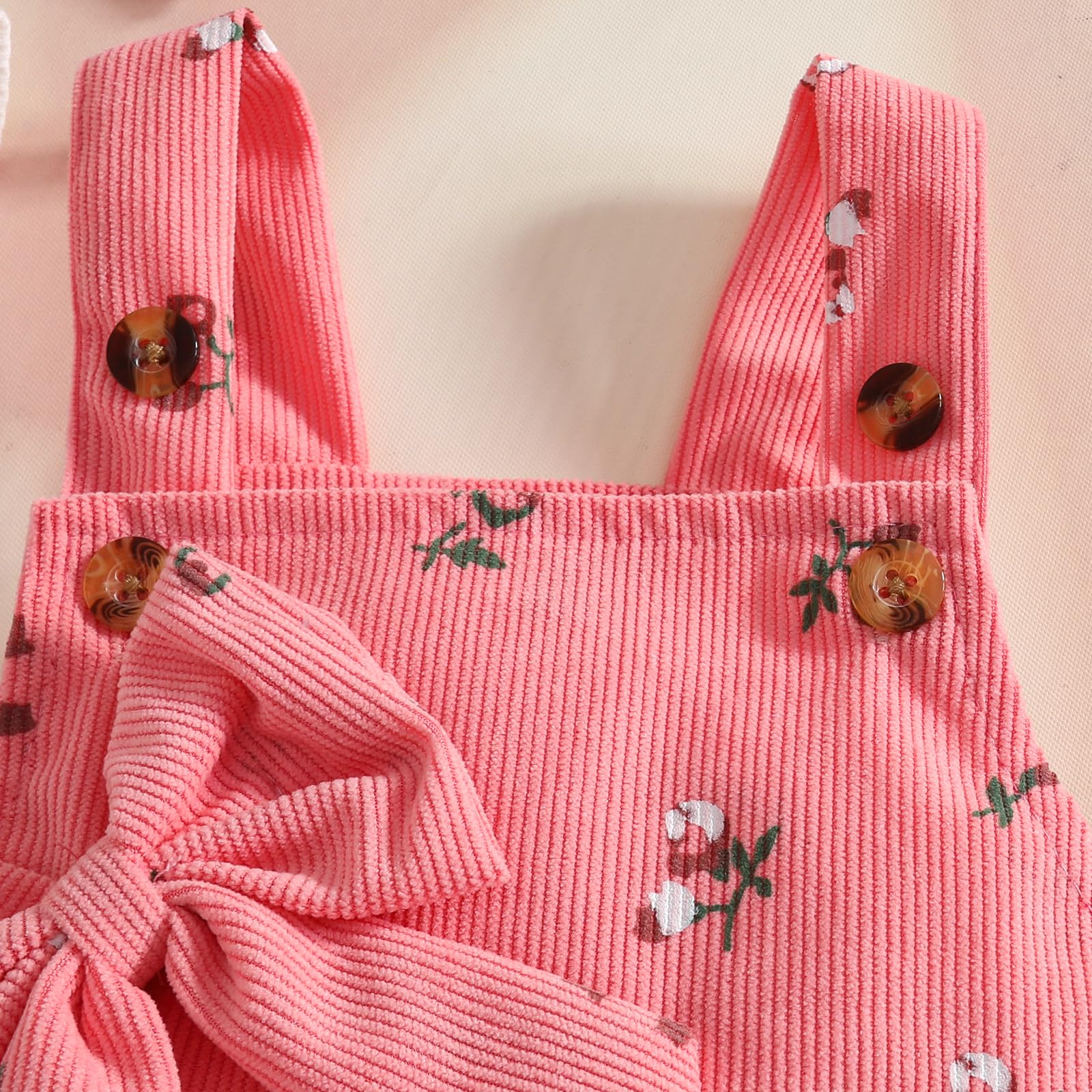 Conjuntos Falda Para Niña Recién Nacida Blusa de Manga Corta y Falda con Tirantes y Lazo Ropa de Verano Para Niña Bebé — view 6