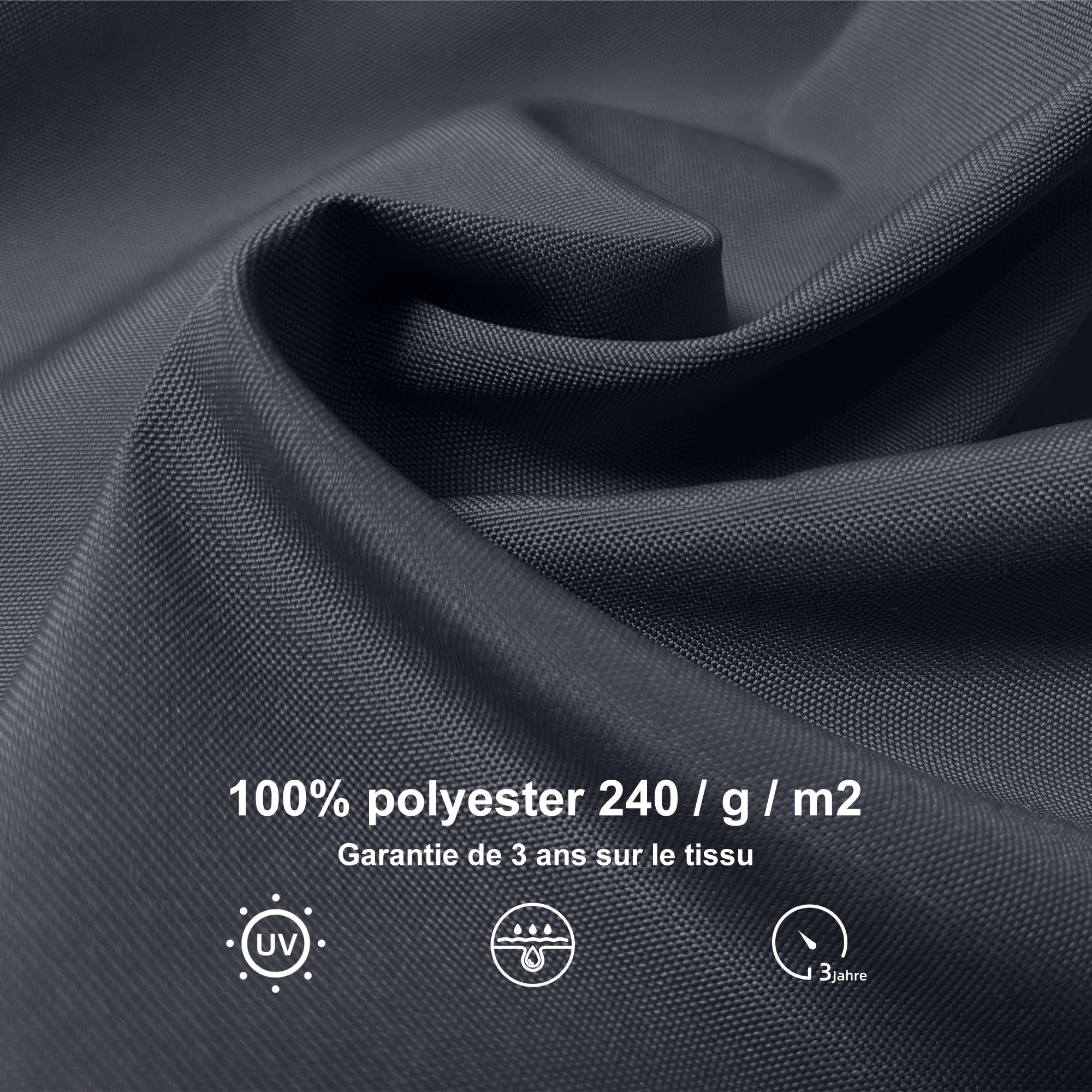 PURPLE LEAF Parasol de Jardin Extérieur 2,7 x 3,65 m avec LED et Pied,Gris