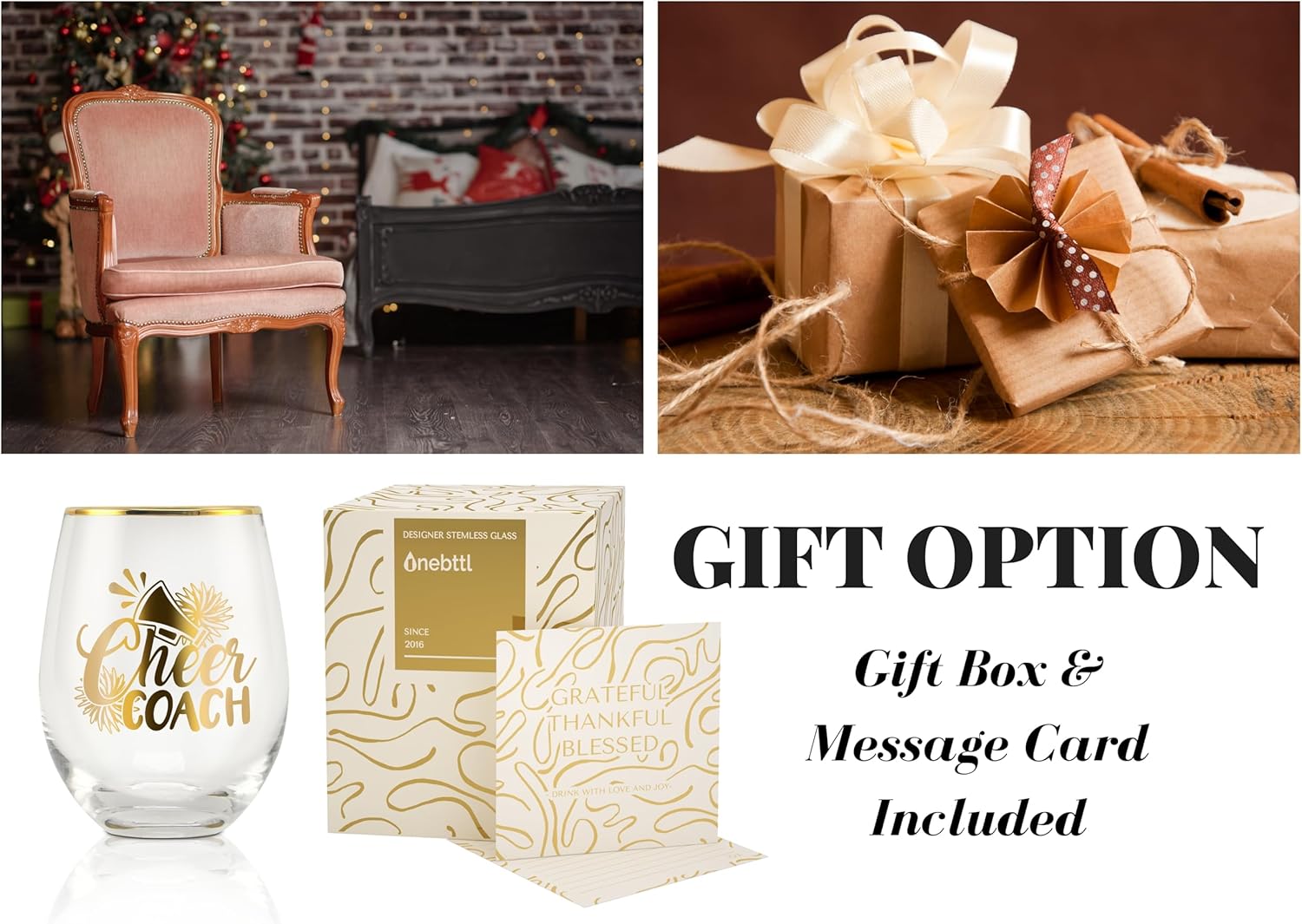Onebttl Cheer Coach Gifts for Women, 18oz Stemless Wine Glass with Message Card, Birthday Gifts for Cheerleading Coach - Image 7