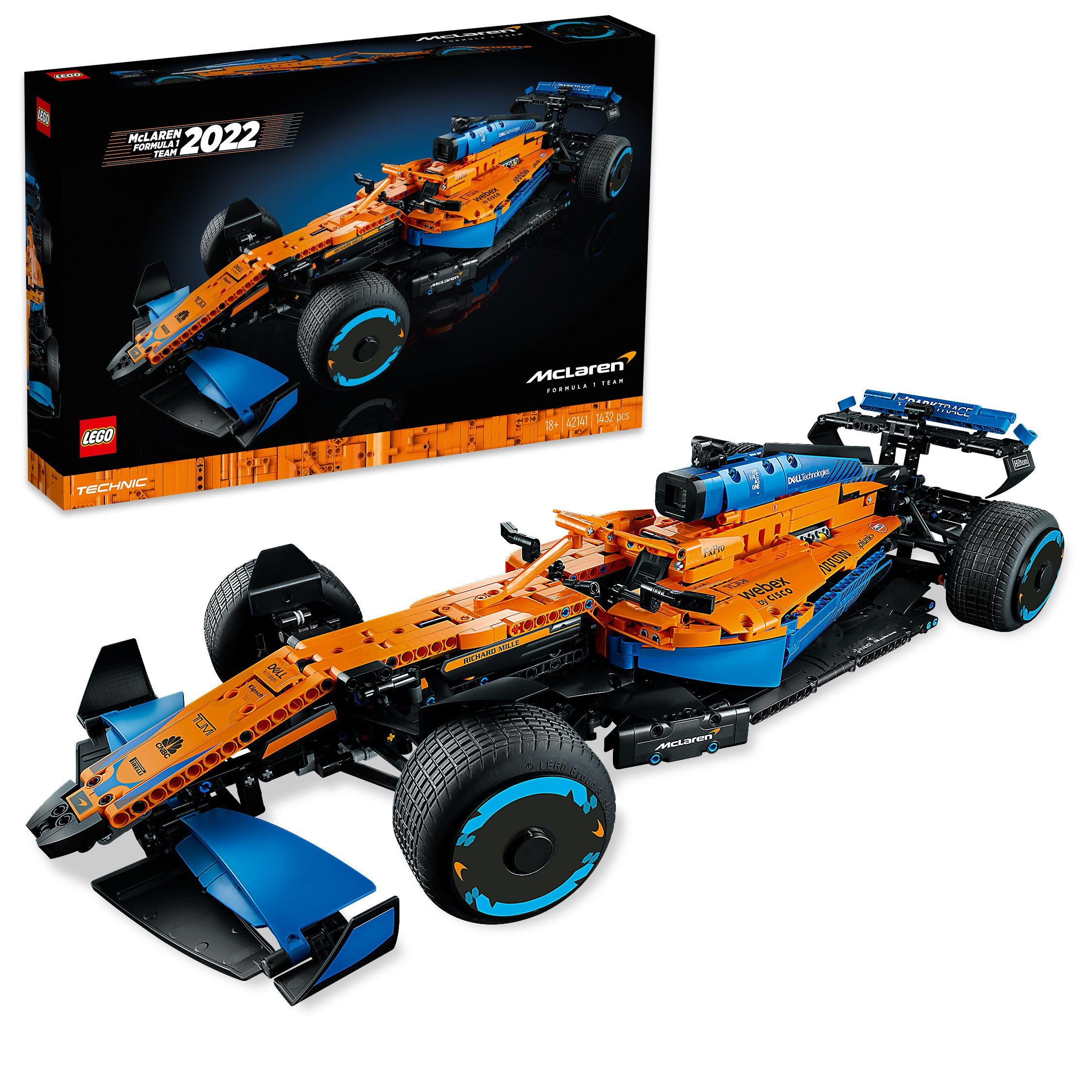 LEGOTechnic McLaren Formula 1 Race Car Set for Adults, 1,434-Piece Replica F1 Motor Sport Model Building Kit, Gift Idea for Men, Women, Him, Her, Husband, Collectible Home Décor 42141