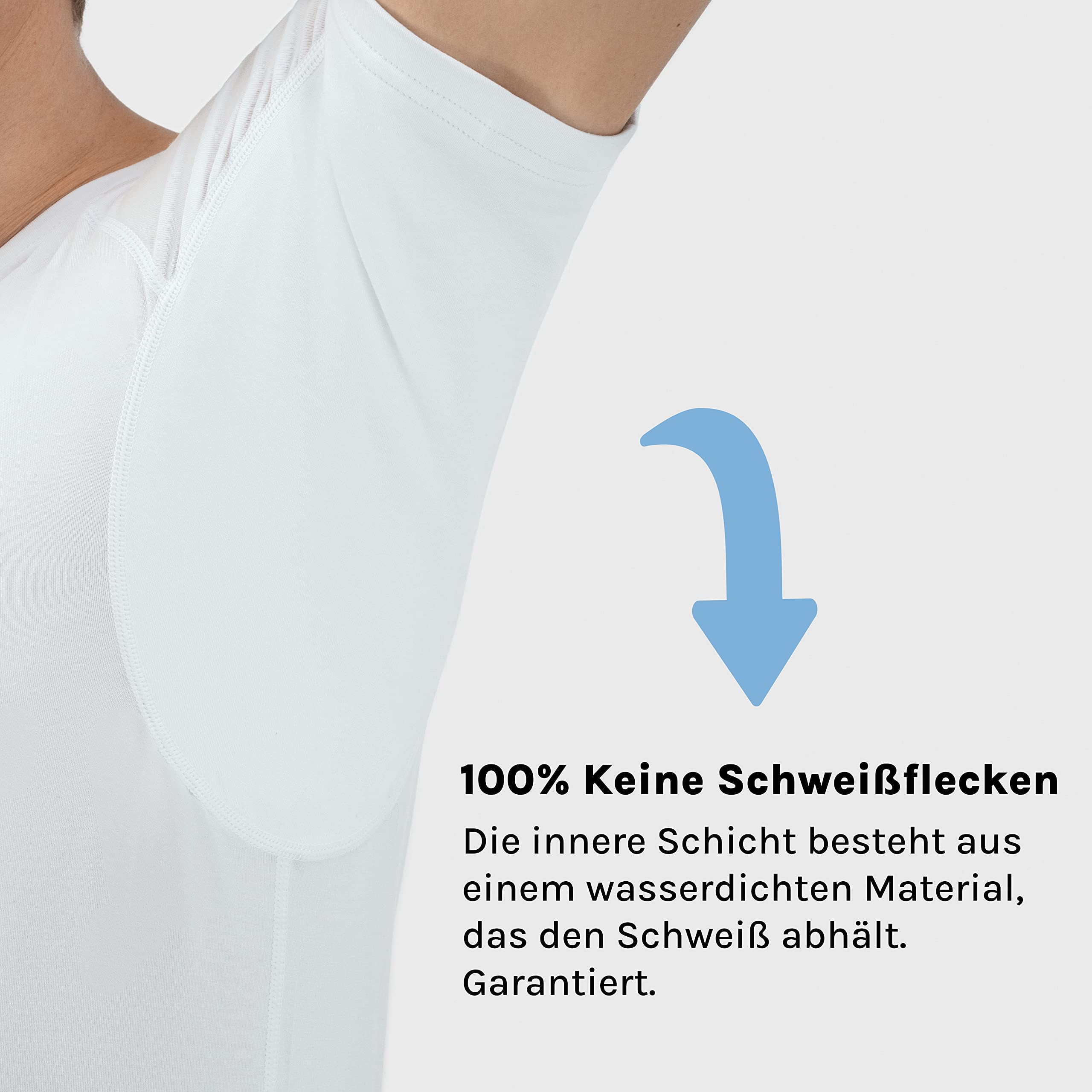 Anti Schweiß Shirt - T-Shirt gegen Schweißflecken - Anti Schweiß Unterhemd - Mit Armpads PRO & Silber Behandlung - Herren - V-Ausschnitt