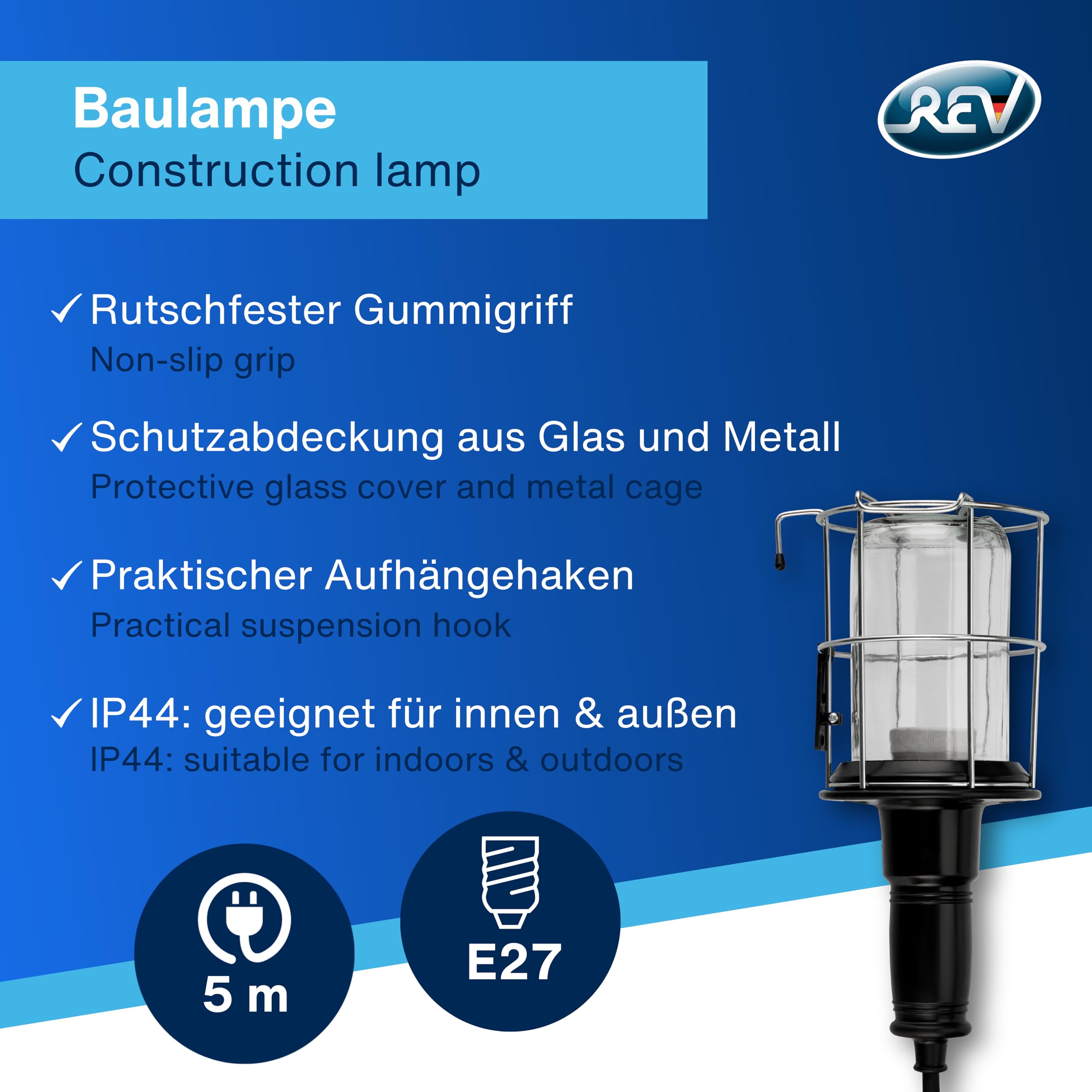 REV Ritter 0090820511 GU Lampe baladeuse câblée 60 W 5 m