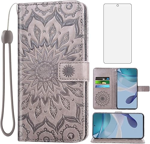 Asuwish Funda de teléfono para Motorola Moto G 5G 2023 con protector de pantalla de vidrio templado y funda de cuero de girasol, soporte para