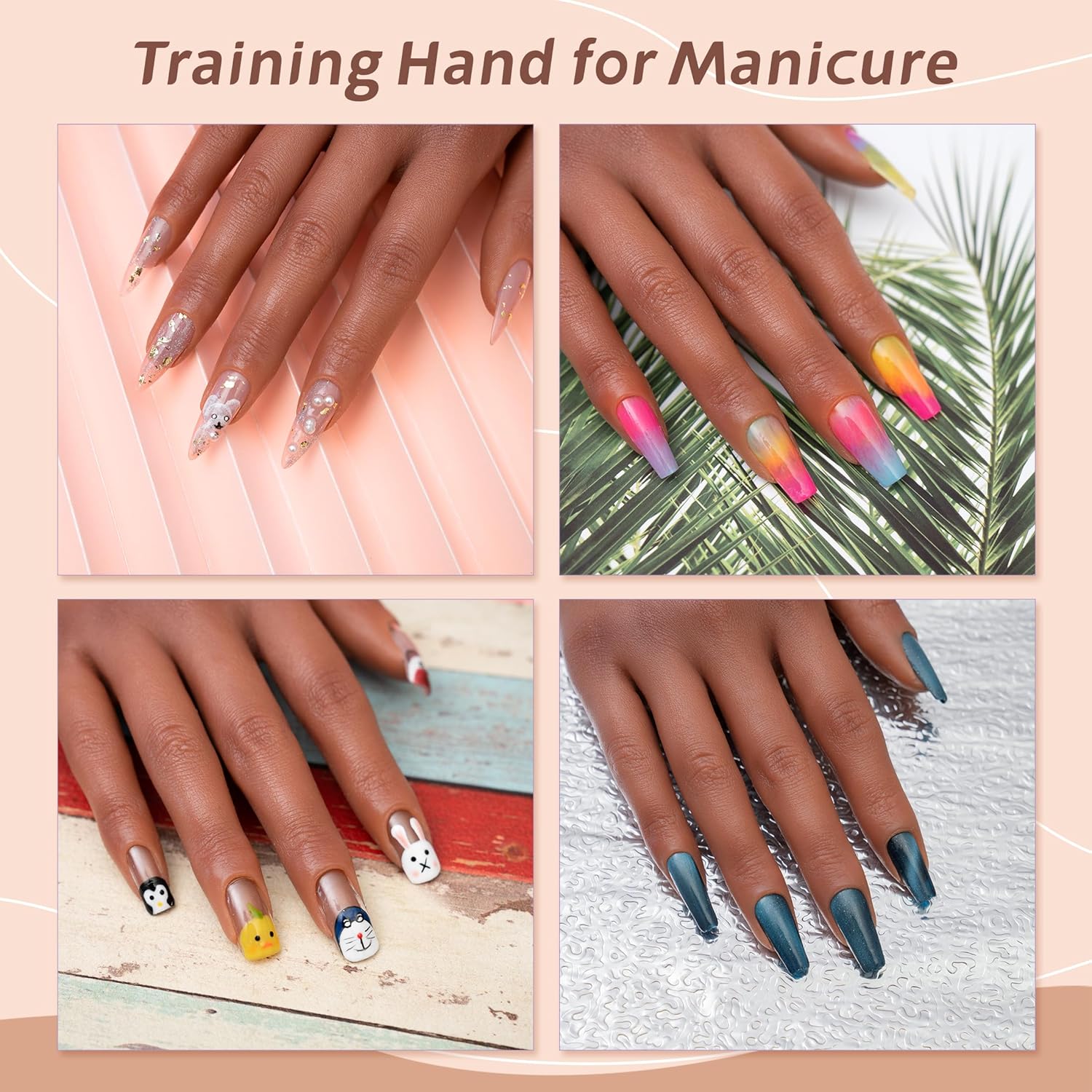 Practice Hand for Acrylic Nails, Realistic Silicone Training Hand with Flexible Fingers for Nail Art Practice,Professional Mannequin Hand Model Kit for Gel Polish