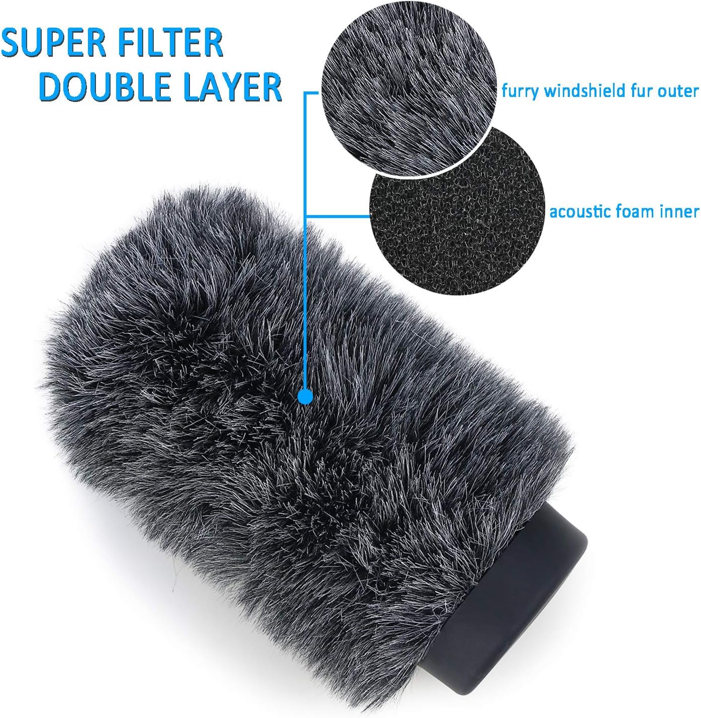 YOUSHARES Deadcat Windscreen for Rode NTG1, NTG2, Audio-Technica AT897 Shotgun Microphones, Wind Muff Up to 5.5" Long - Image 6