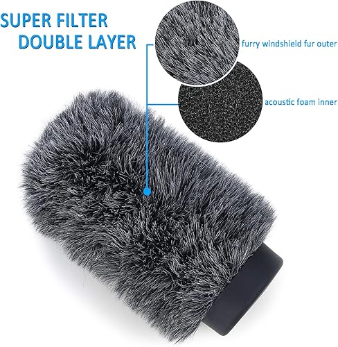 Miniatura 6 de YOUSHARES Deadcat - Parabrisas para Rode NTG1, NTG2, Audio-Technica AT897 micrófonos de escopeta, manguito de viento de hasta 5.5 pulgadas de largo