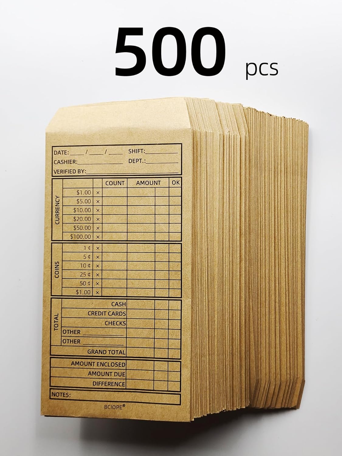 Cashier Deposit Report Envelopes with Self Adhesive Flap for Coins, Cash, Credit Cards, 3.5'' x 6.5'', 500/Box - Image 6