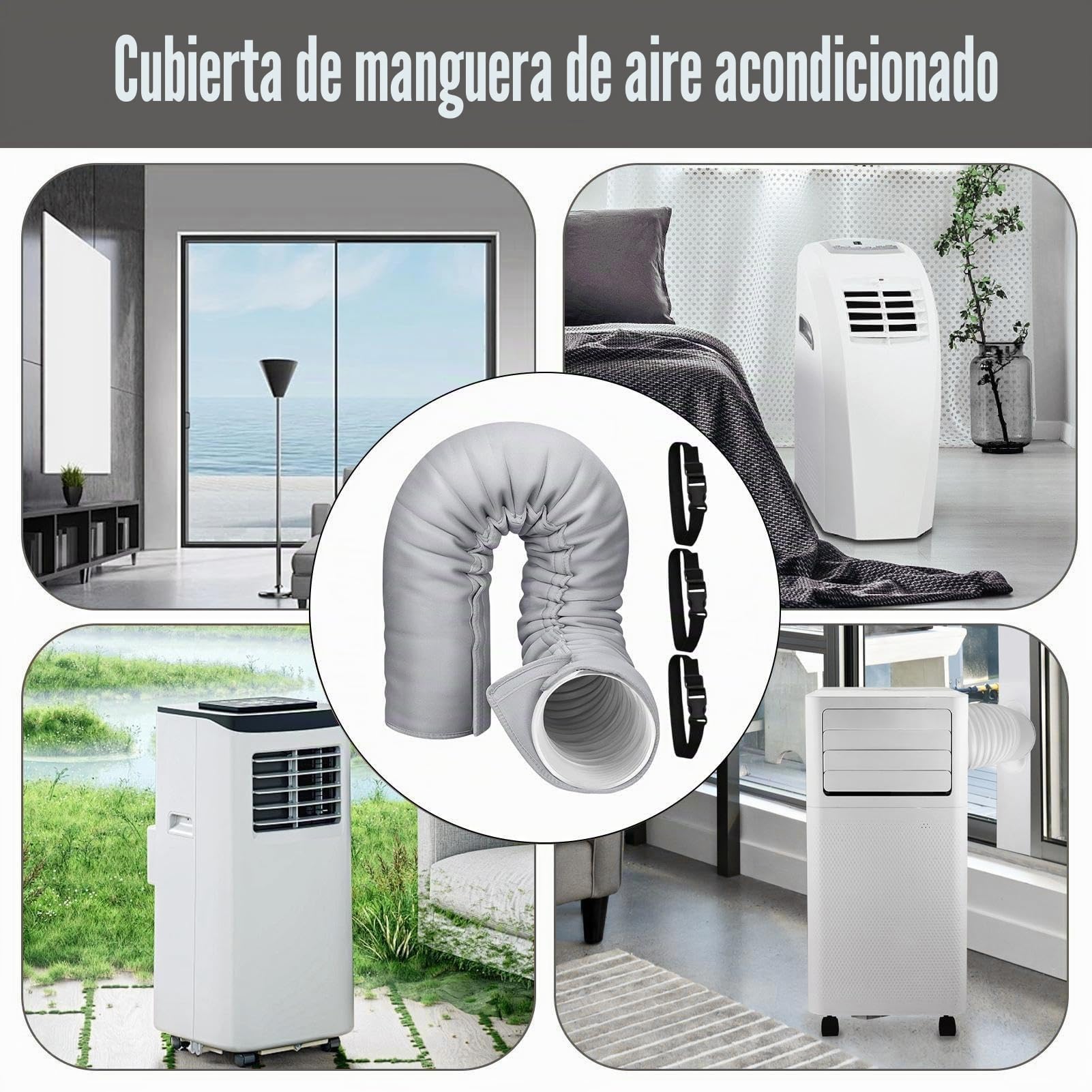 Aislante Portátil Para Manguera De AC,Envoltura Portátil Aislante Con 3 Correas Ajustables | Envoltura Para Manguera AC | Para Invierno Interior Ventana Oficina