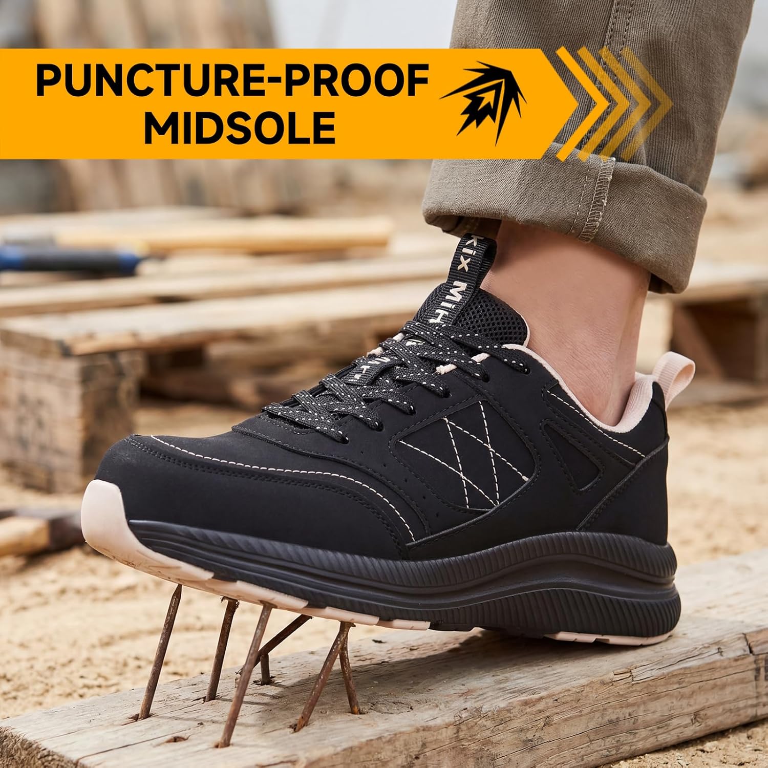 Wide Steel Toe Shoes Women, Waterproof Non Slip Lightweight Indestructible Safety Sneakers for Construction