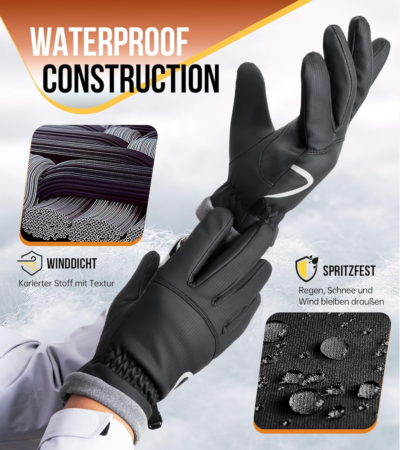 PULIOU Winter Waterproof Thermal Gloves for Men Women, Cold Weather Windproof Ski Snow Gloves with Touchscreen Fingers for Running Cycling Hiking Driving - Image 4