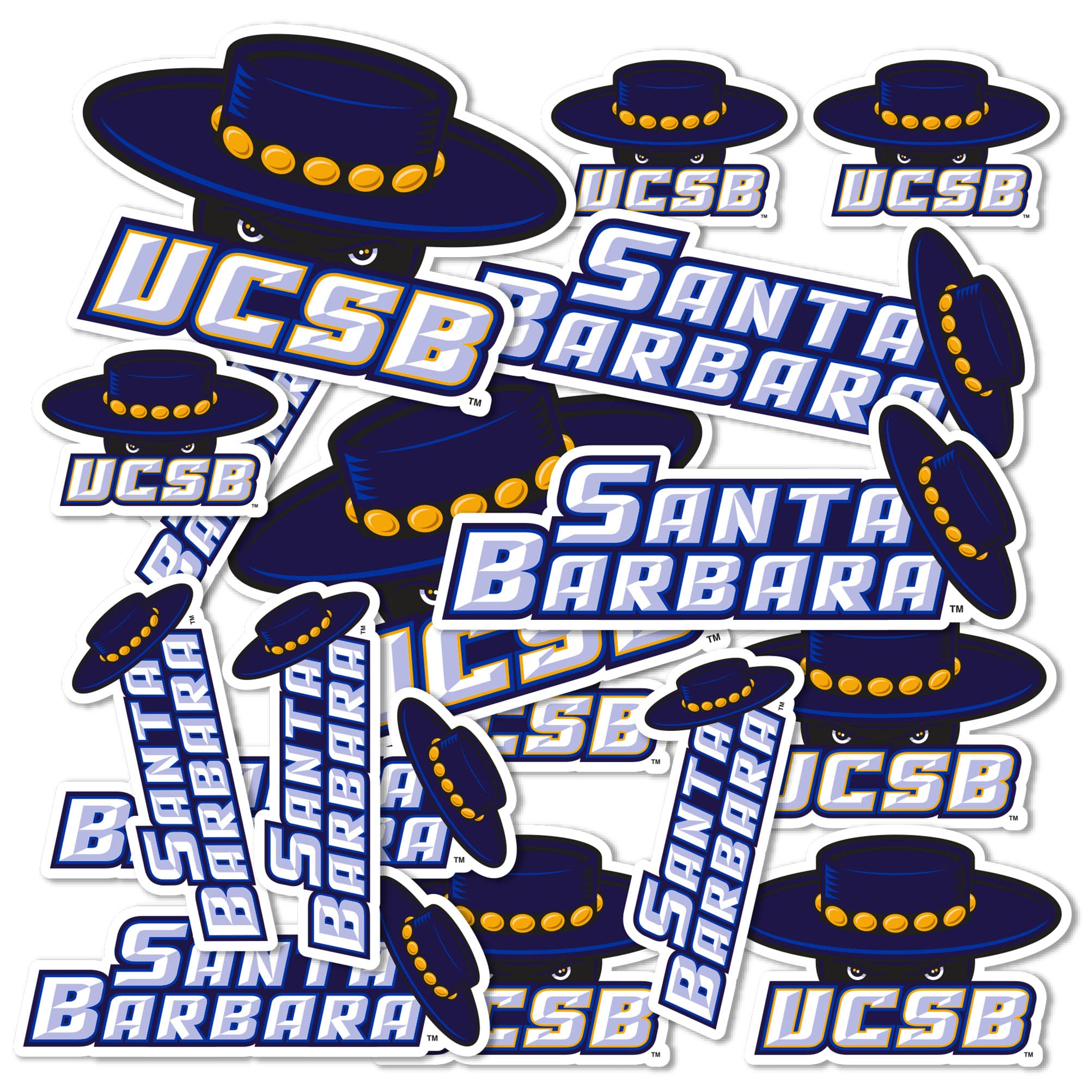 Pegatina de vinilo para portátil Universidad de California Santa Bárbara hoja completa 2 logotipos