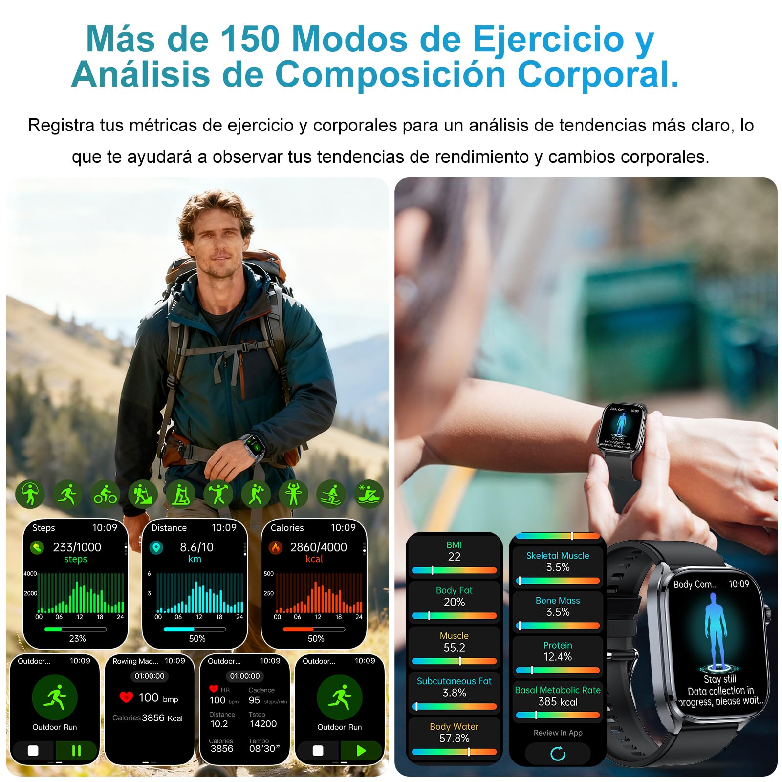 YYKY AI Reloj Inteligente Hombre con ECG/HRV, 2" Smartwatch Asistente GPT | AI GPT Q&A, Sueño, BMI, 30s Mini Chequeo,IP68 + Drenaje de Agua, Linterna LED, SOS, 150+ Deportivos, Personas Mayores