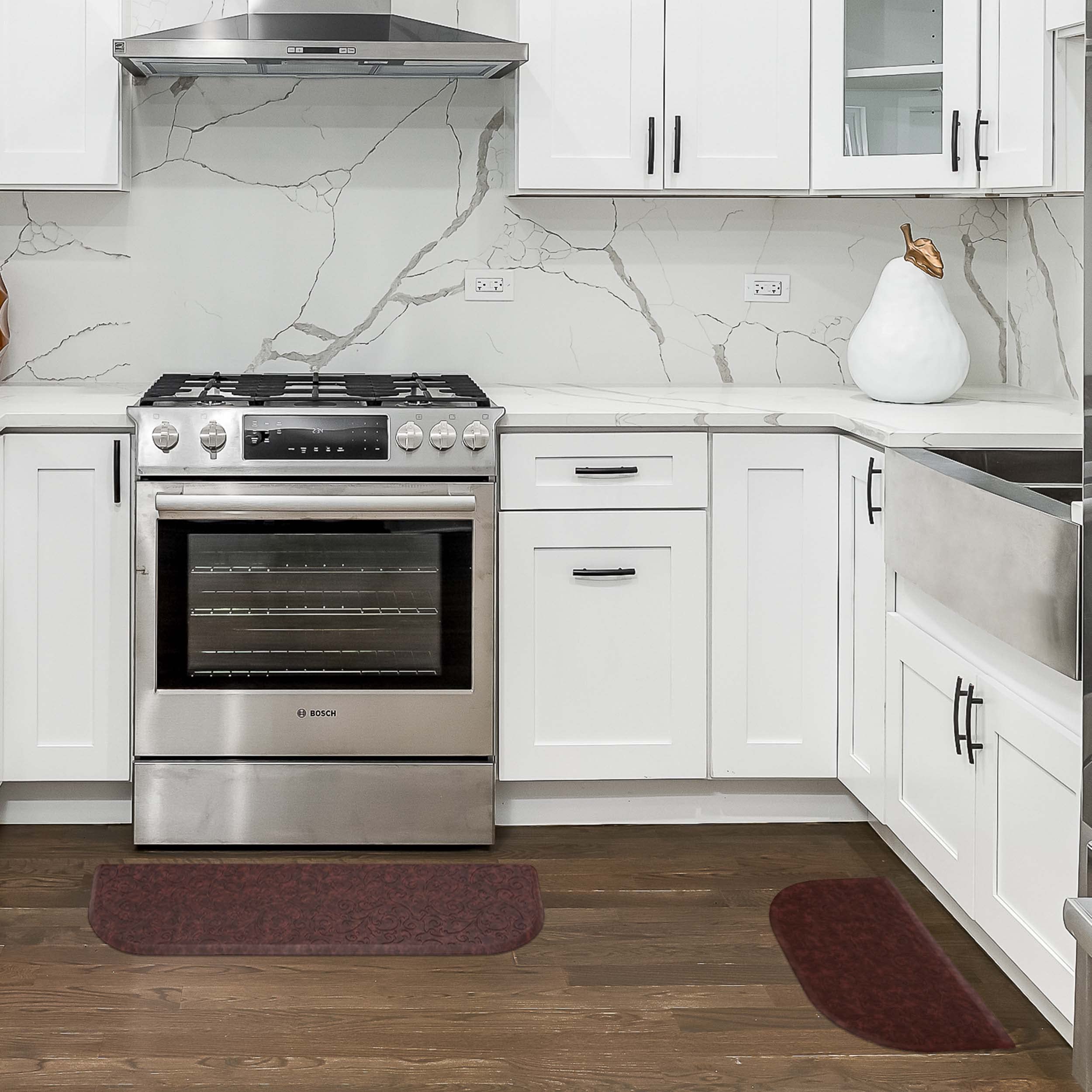 Chef Gear – Anti-Fatigue Gelness Kitchen Mat - Clarance Design - Cushioned Comfort Chef Mat - Faux Leather - Cooking & Standing Relief -Skid-Resistant - Set of 2-17.5