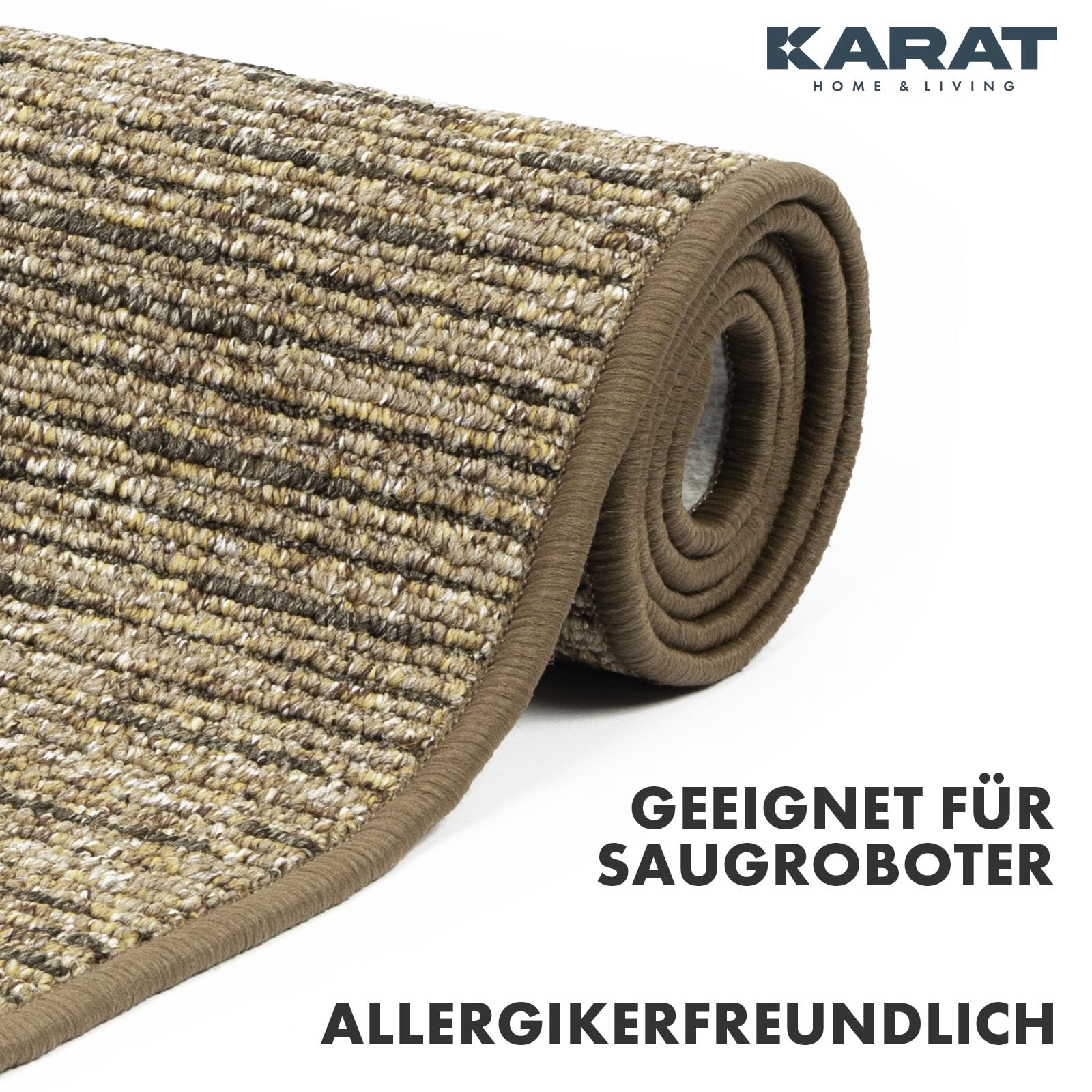KARAT Tappeto a passatoia Geneva su Misura, per corridoio, Cucina, corridoio e Soggiorno (67 x 350 cm, Marrone Chiaro)