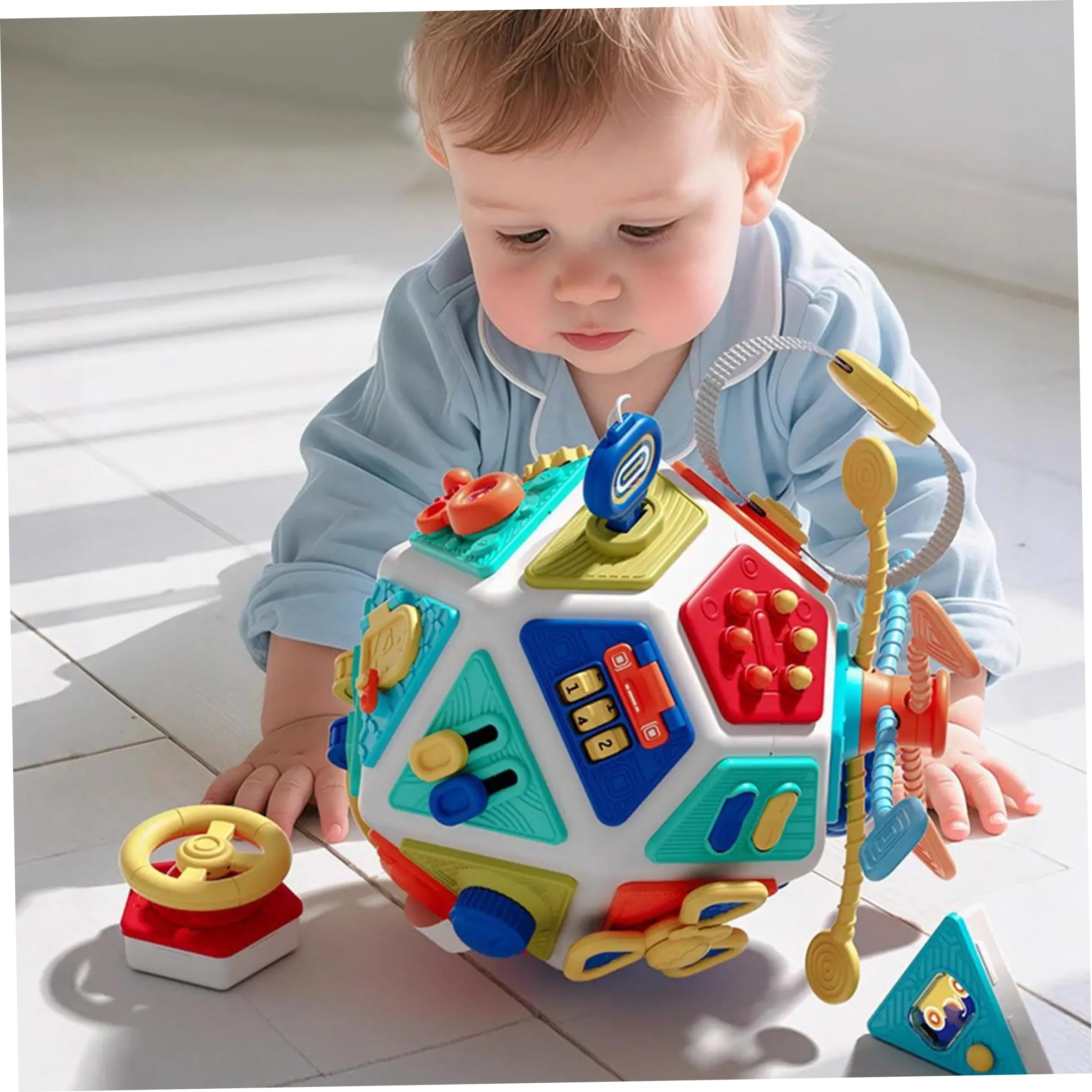 Cubo Ocupado, 1 Cubo de Actividades Montessori Busy Board |.Juguete sensorial de 22 Lados para niños pequeños |.Multicolor, 7, 2x7, 2x8, 39 Pulgadas