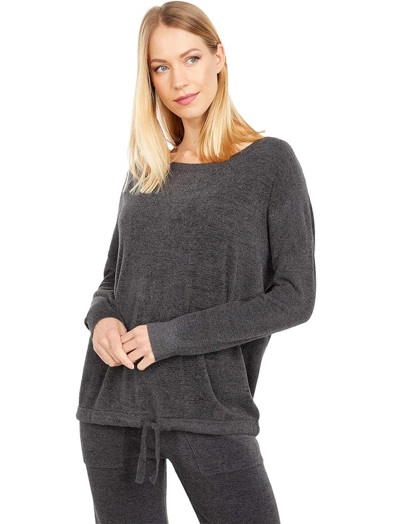 Gray Barefoot Dreams Cozychic Ultra Lite Slouchy Pullover