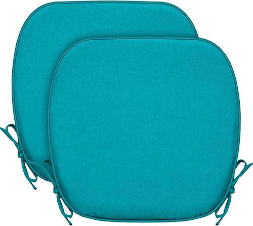 SleepMan Juego de 2 cojines para sillas de exteriores de 17 x 16 pulgadas con lazos, resistentes al agua, en forma de U, para patio, jardín, muebles