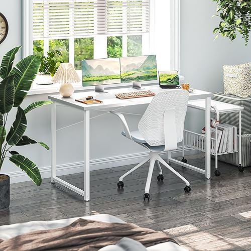 Miniatura 20 de Coleshome - Escritorio para computadora, de 32 pulgadas, estilo moderno y sencillo, para oficina en casa, escritorio estudiantil para escribir,