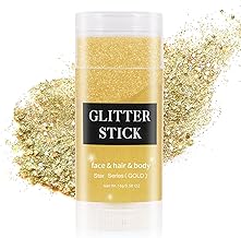 MEICOLY Gold Face Body Glitter Stick,Music Festival Accessories Outfits for Women,Hair Glitter Makeup,Mermaid Chunky Glitter Face Paint,Waterproof Sparkle Face Glitter for Country Concert