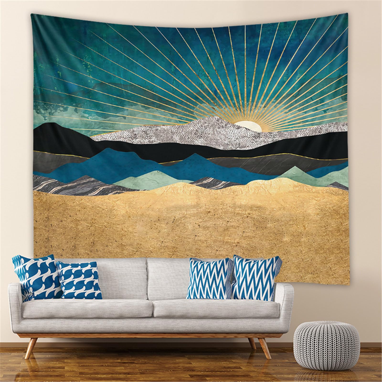 Hixingo Tapisserie Murale 3D Fenêtre Paysage Océan 150x200cm - Décoration Salon Chambre Aesthetic