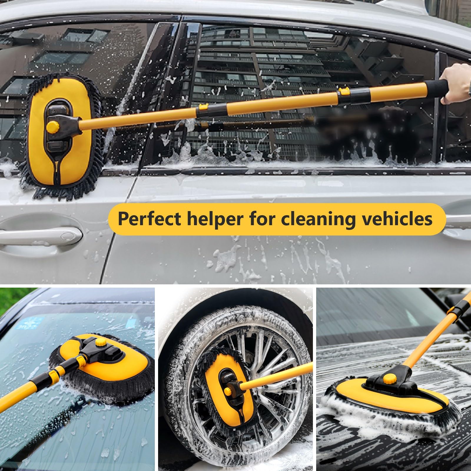 Curved Car Wash Brush Kit - Easy Car Cleaning -3