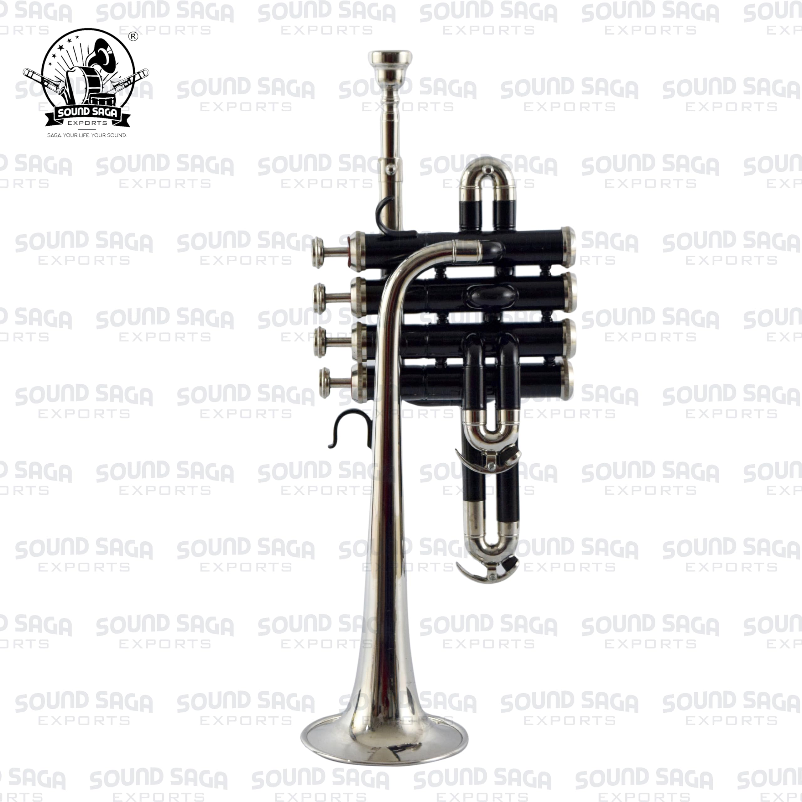 Piccolo Bb Pitch Trumpet Including Mouthpiece and Carry Case (Black Silver)