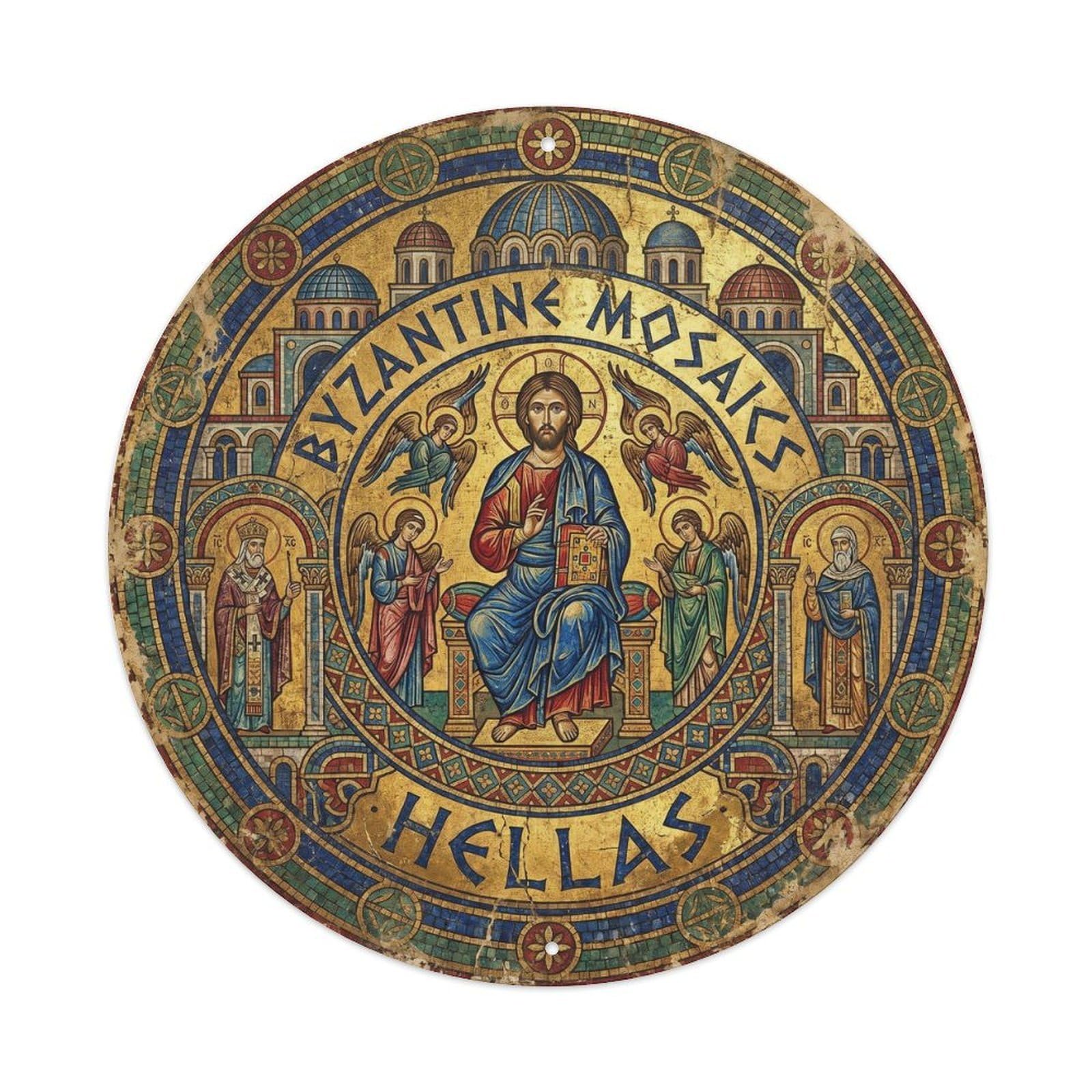 Vintage Travel Byzantine Greece Mosaics Metal Tin Sign