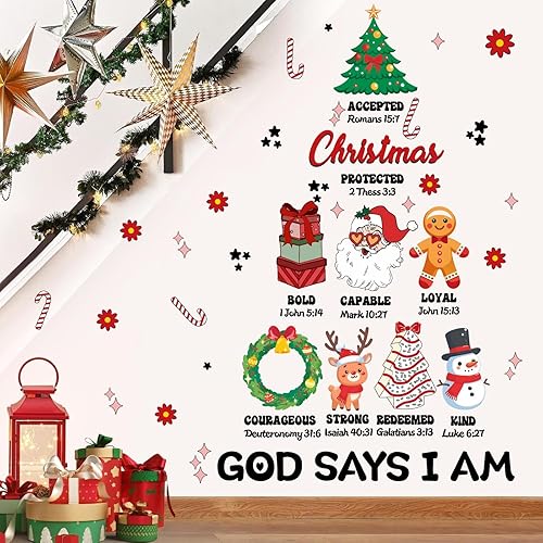 Miniatura 3 de Calcomanías de pared de Navidad, divertidas citas de Navidad, calcomanías de pared de pino de Navidad, calcomanías de pared de copos de nieve