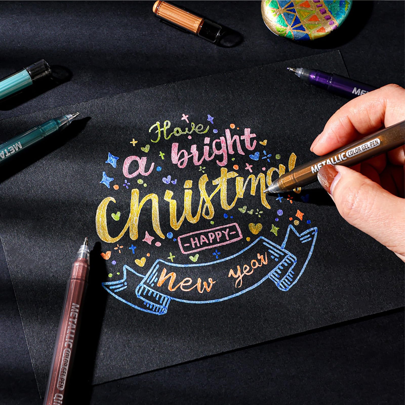 Bolígrafo de gel metálico multicolor de 48 colores para artistas, estudiantes, diarios, bocetos y proyectos de arte creativo, pincel de escritura a mano