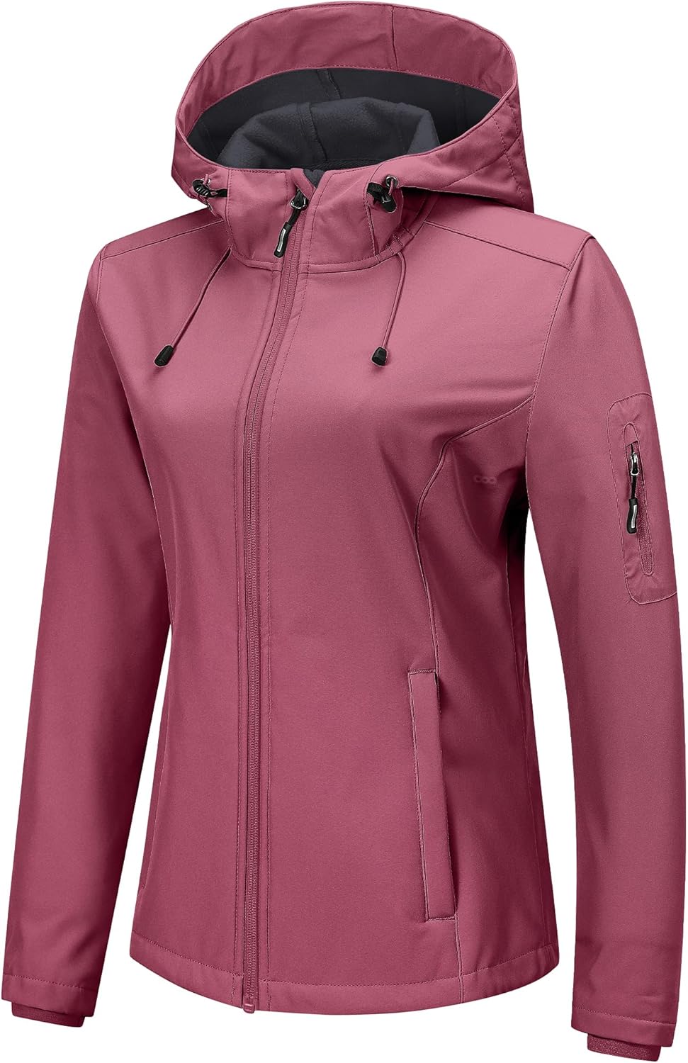 Outdoor Ventures Women’s Softshell Jacket with Hood Fleece Lined Warm Lightweight Waterproof Insulated Windbreaker