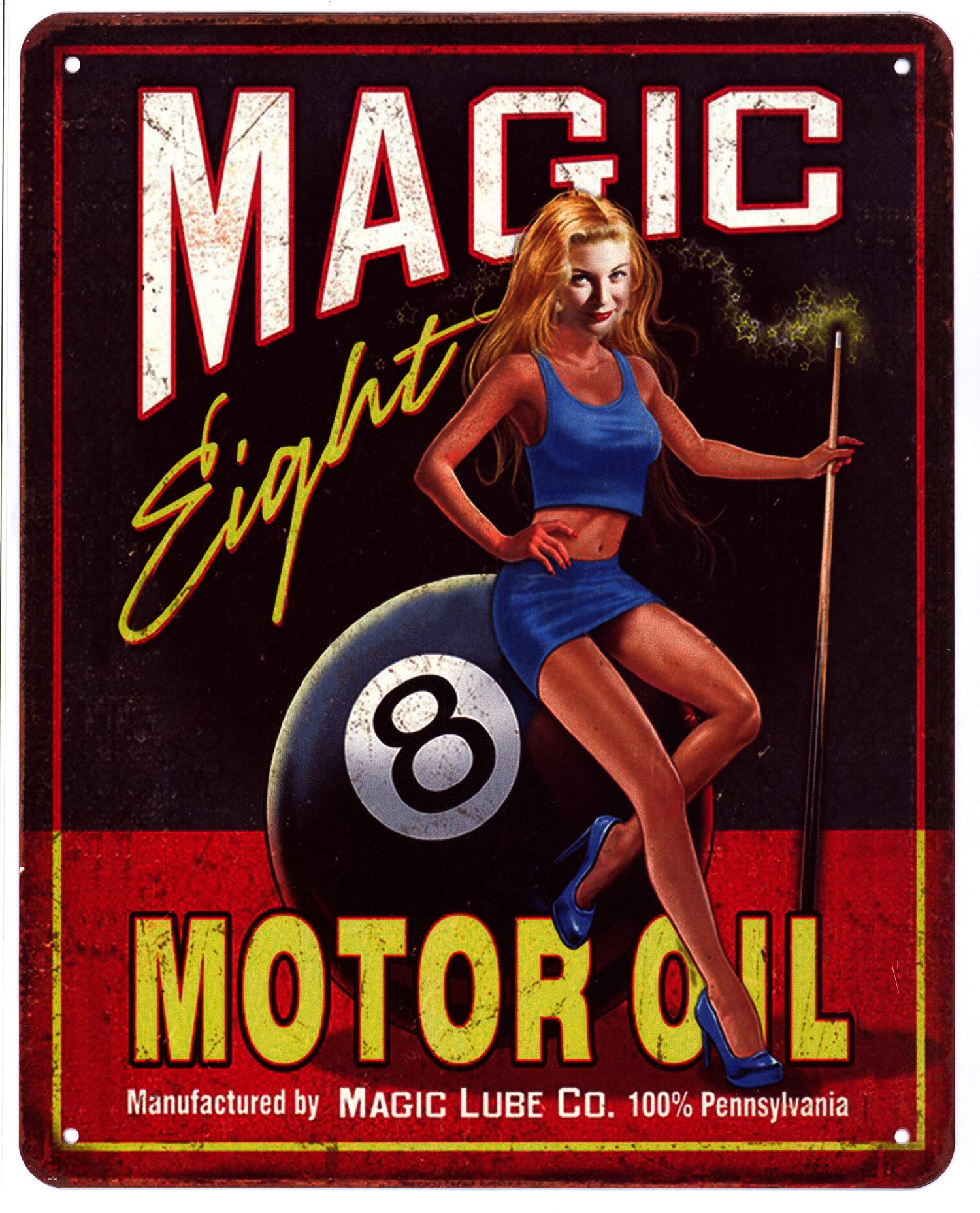 Targa Metallo Retrò Lucky 8 Ball | Cartello Divertente 18x12 Cm Per Giocatori Di Biliardo | Decorazione Da Parete Per Sala Giochi E Pub
