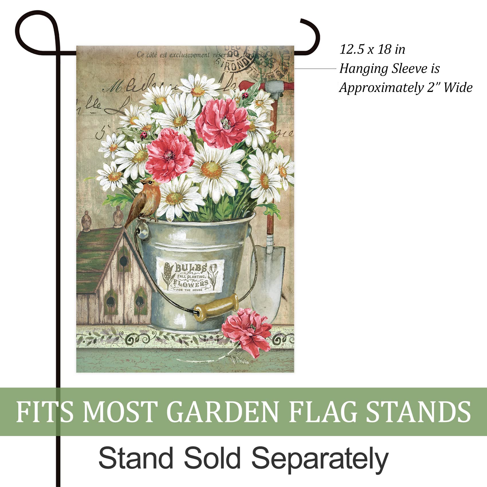 Artofy Gartenflagge Gänseblümchen – 30,5x45,7 Cm, Wetterfest, Doppelseitig